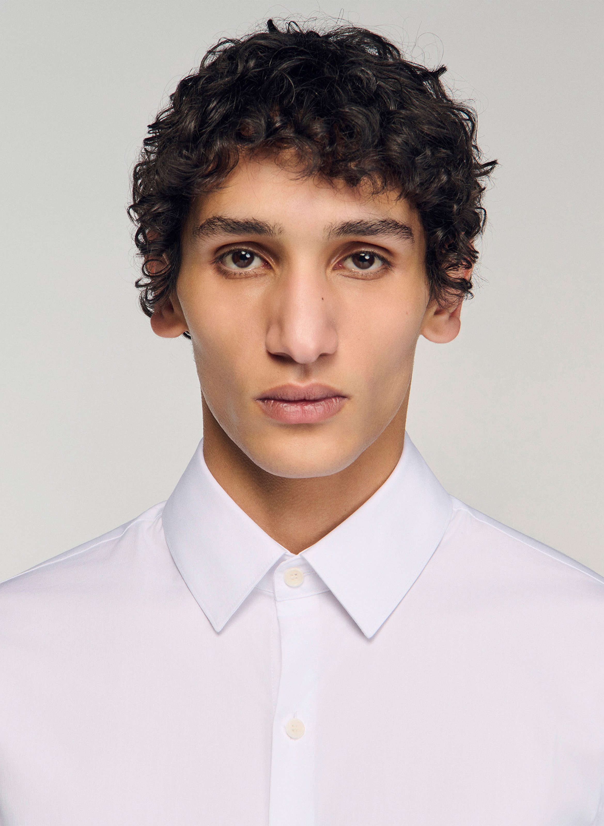 Straight-fit overhemd van katoenmix SANDRO Wit