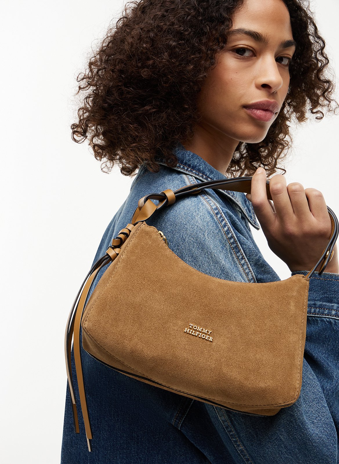 Leather shoulder bag TOMMY HILFIGER Brown