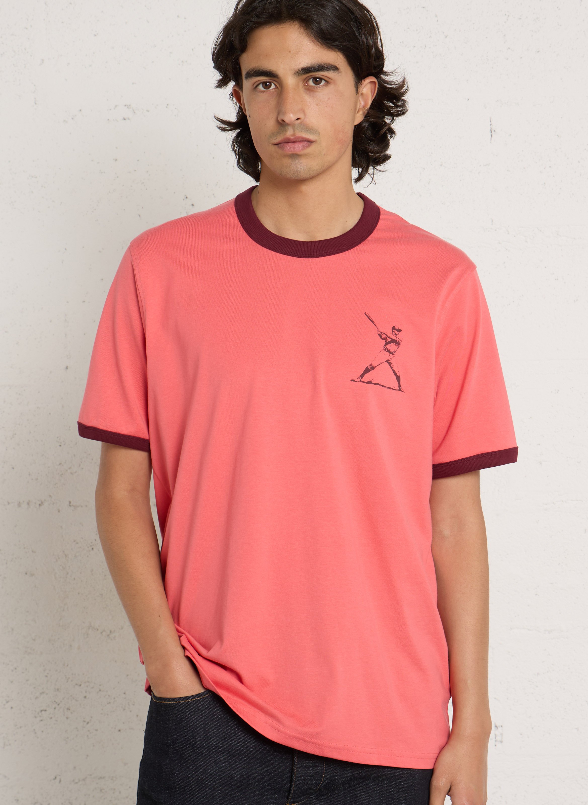 Recht T-shirt met ronde hals en zeefdruk CHEVIGNON Rood