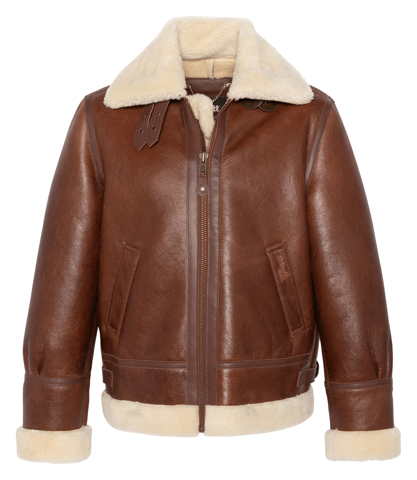 Straight leather jacket SCHOTT Brown