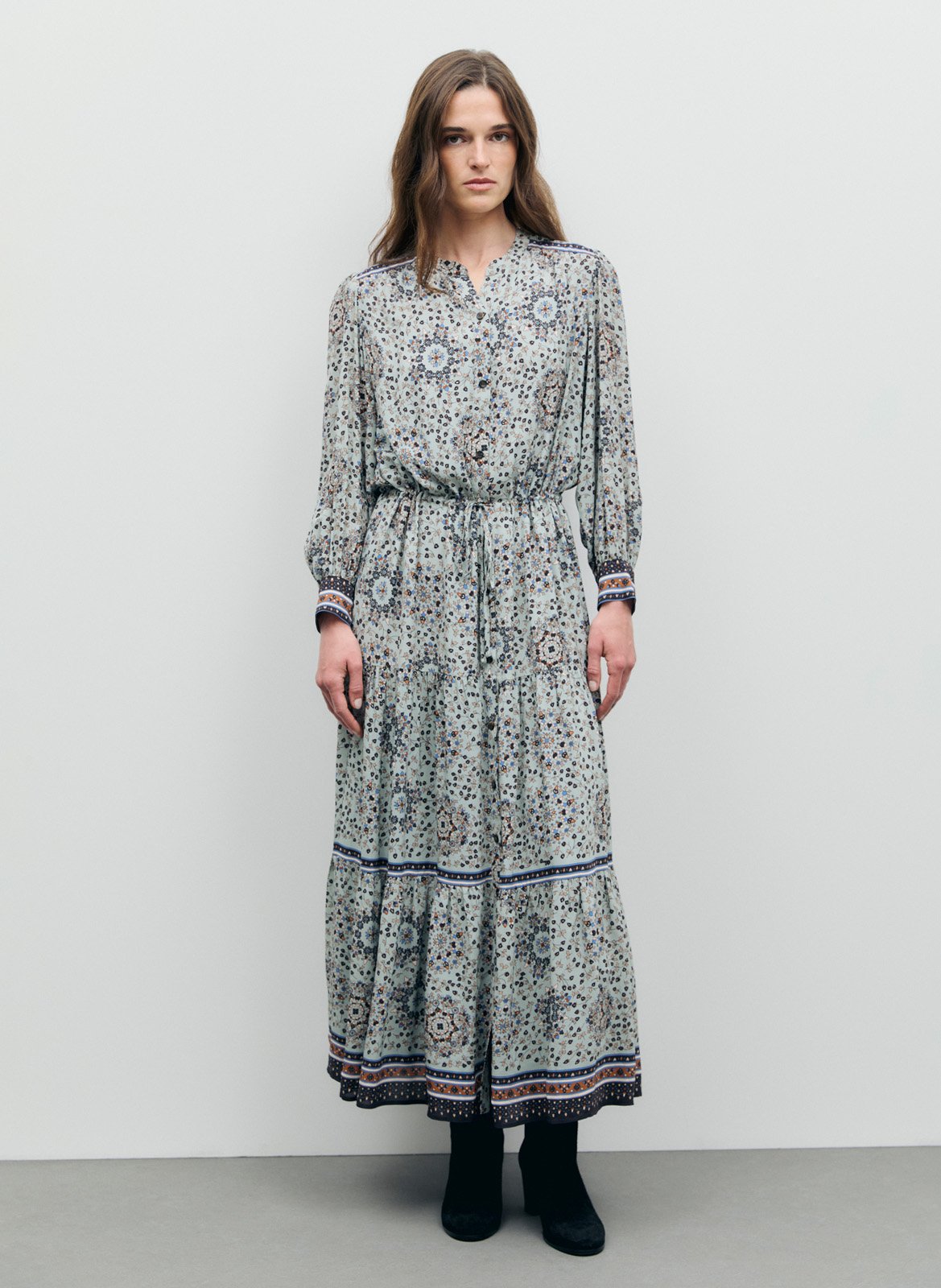 Long printed henley dress GERARD DAREL Blue