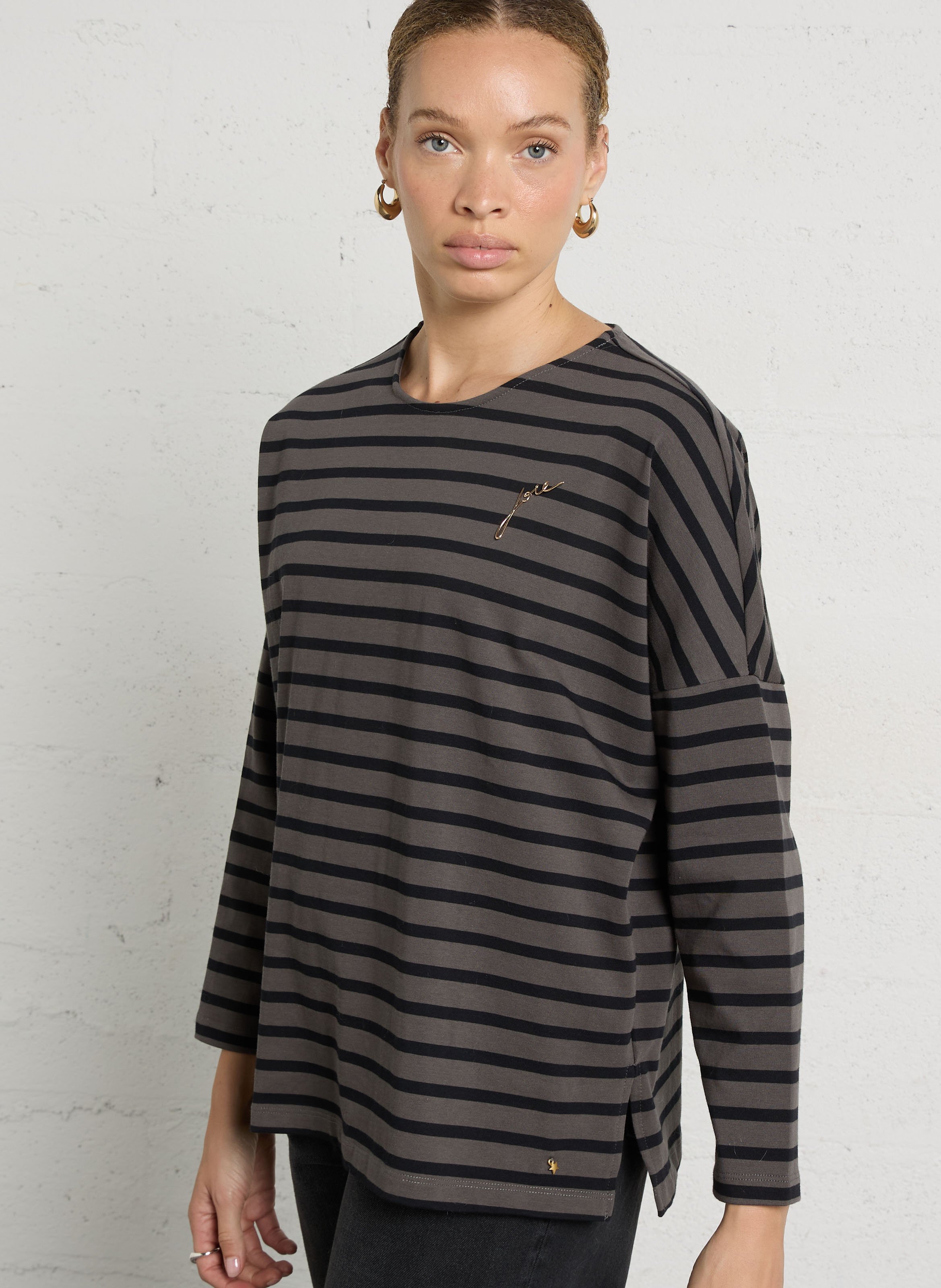 Oversized T-shirt met ronde hals in gestreept katoen. DES PETITS HAUTS Veelkleurig