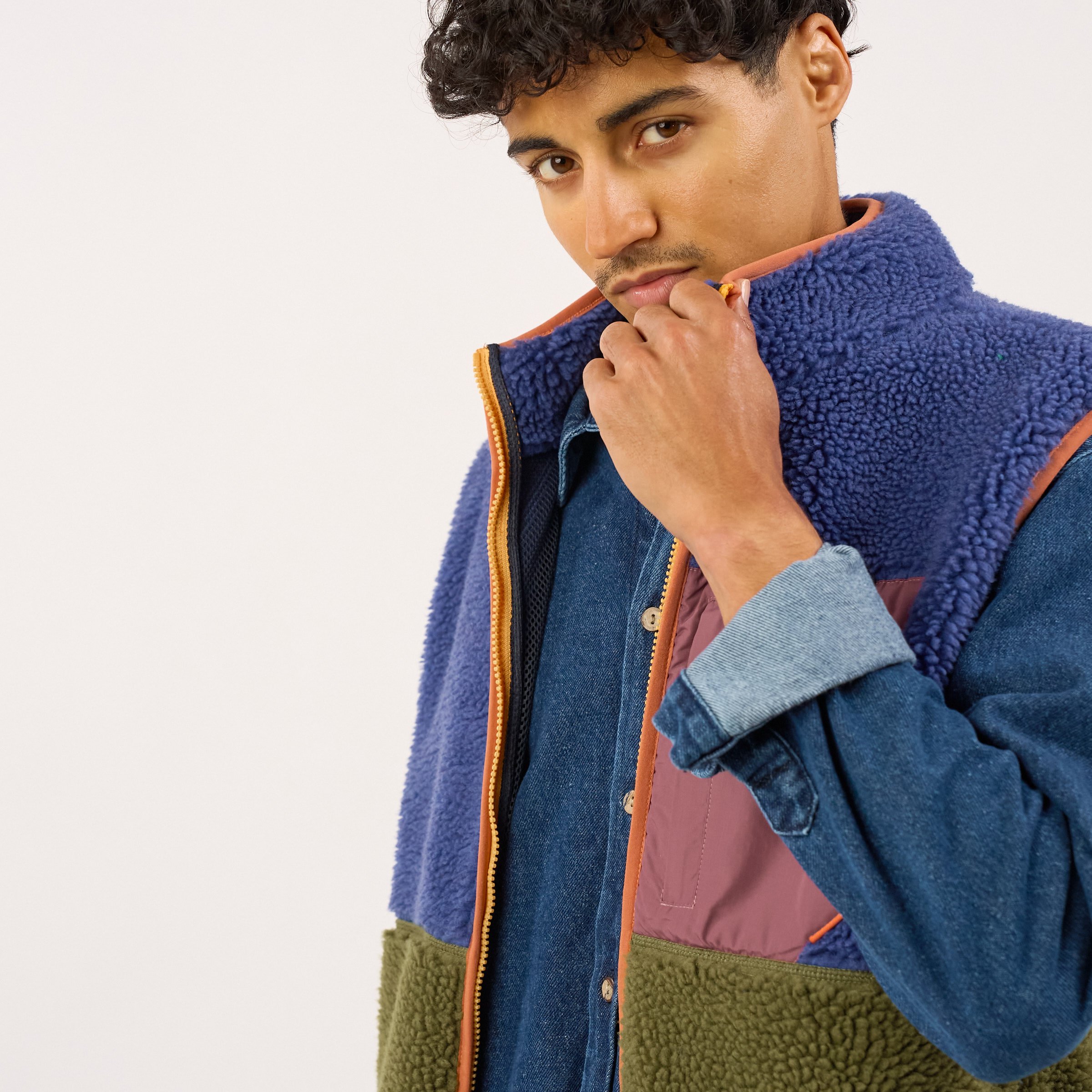 Sleeveless Sherpa Zip-Up Vest | Blue BILLYBELT Men