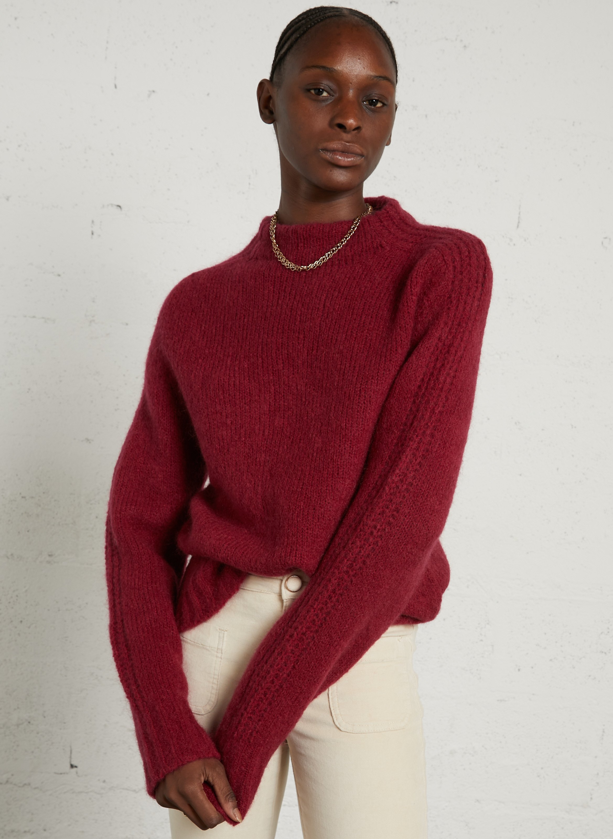 High-neck wool-blend sweater MAISON ANJE Plums
