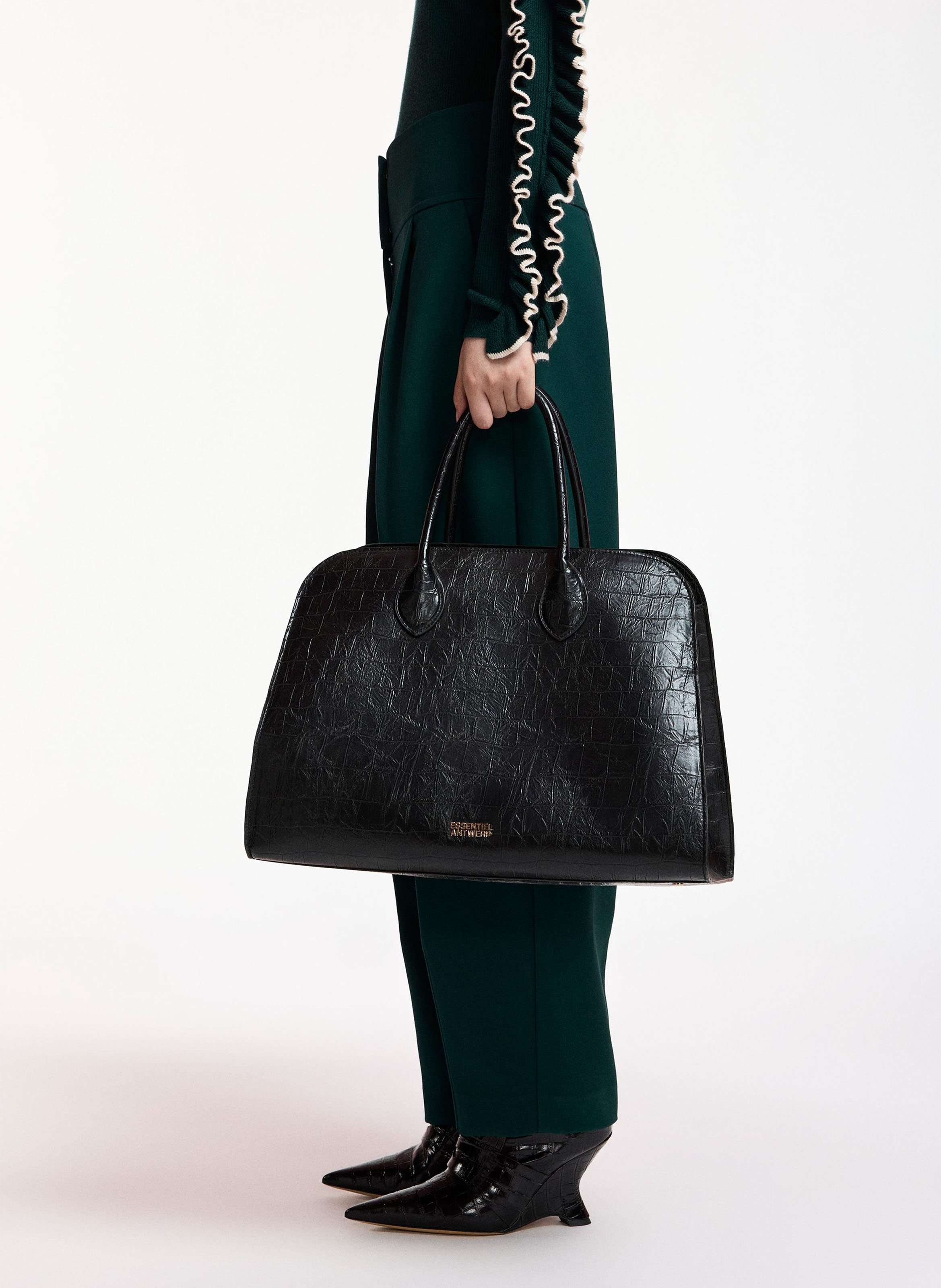 Shopper in Kroko-Optik | Schwarz ESSENTIEL ANTWERP Damen