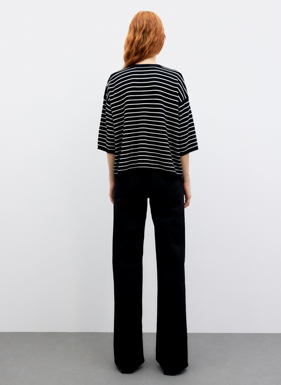 Round neck striped wool oversized sweater GERARD DAREL Silver