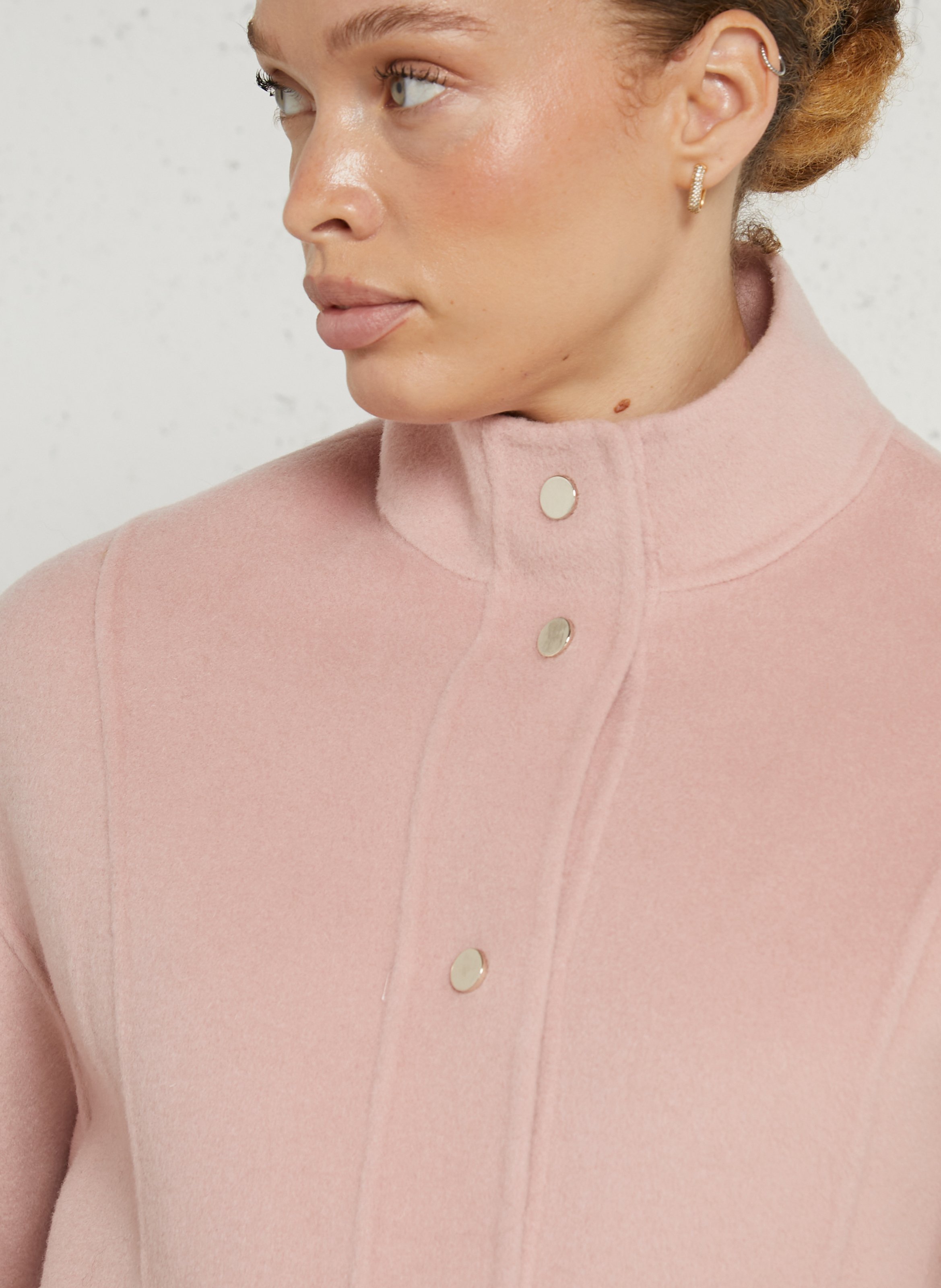 Veste droite à col classique en laine mélangée MAISON 123 Rose