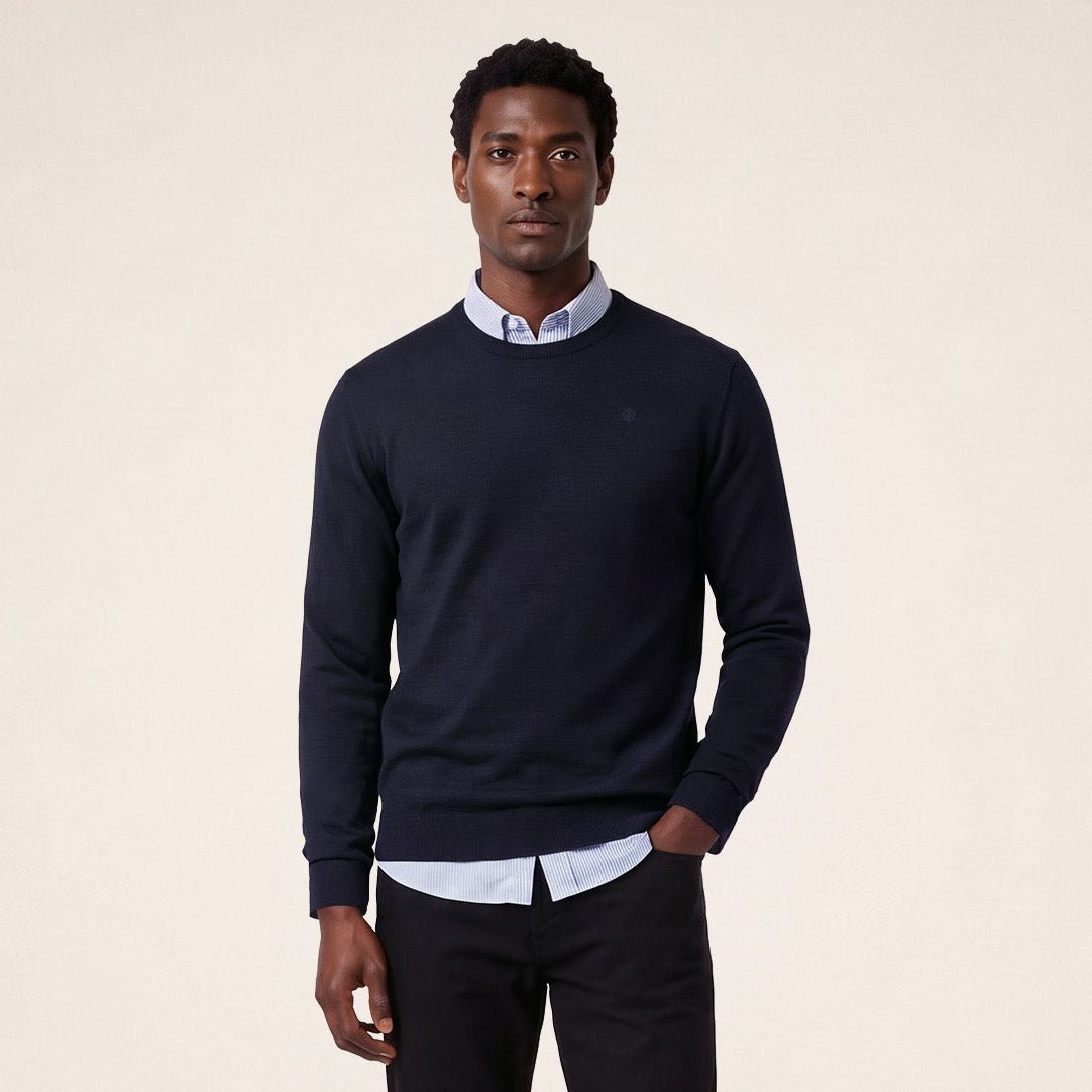 Essential navy blue crew-neck MAO sweatshirt SERGE BLANCO Blue