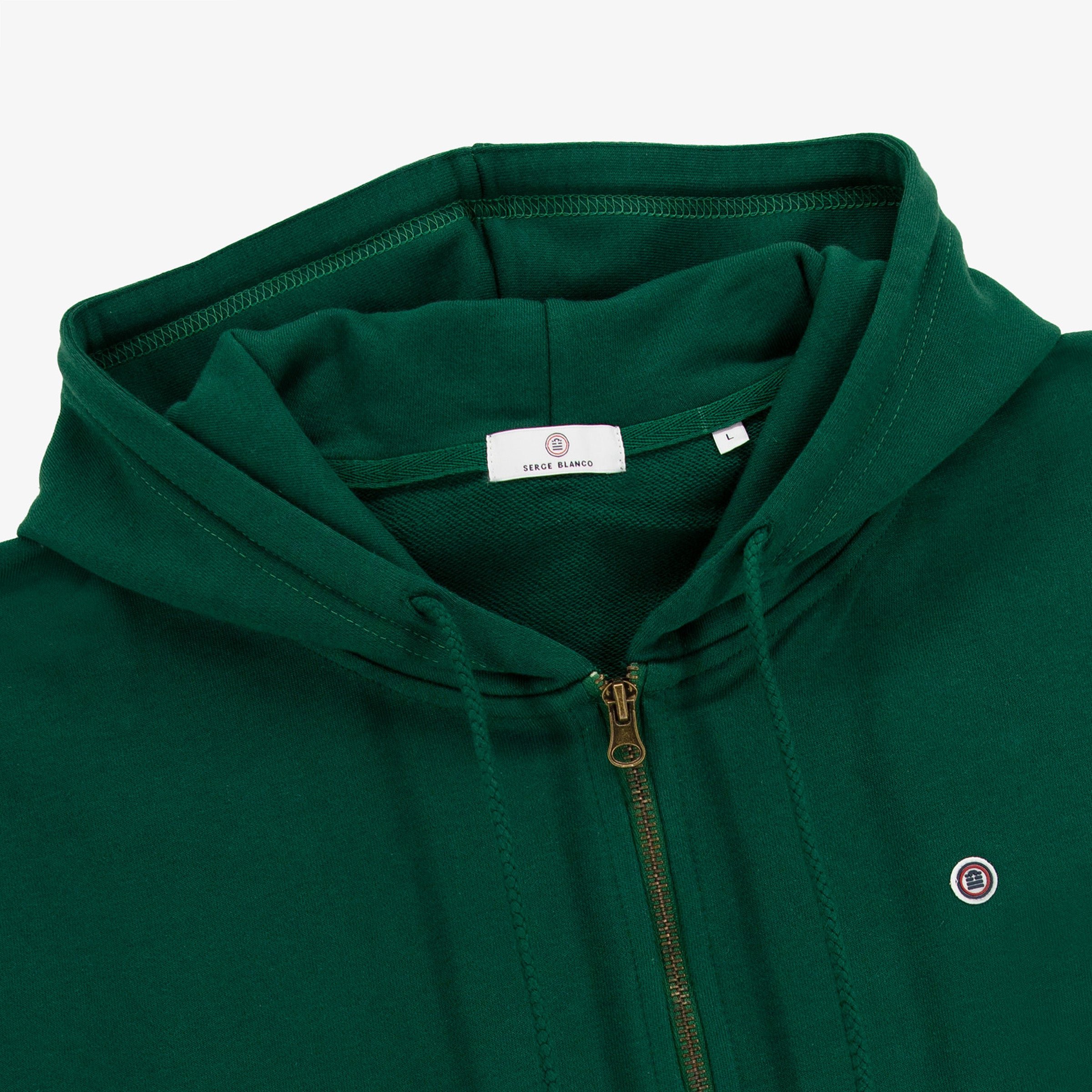 Zip-up hoodie in brushed cotton fleece SERGE BLANCO Green