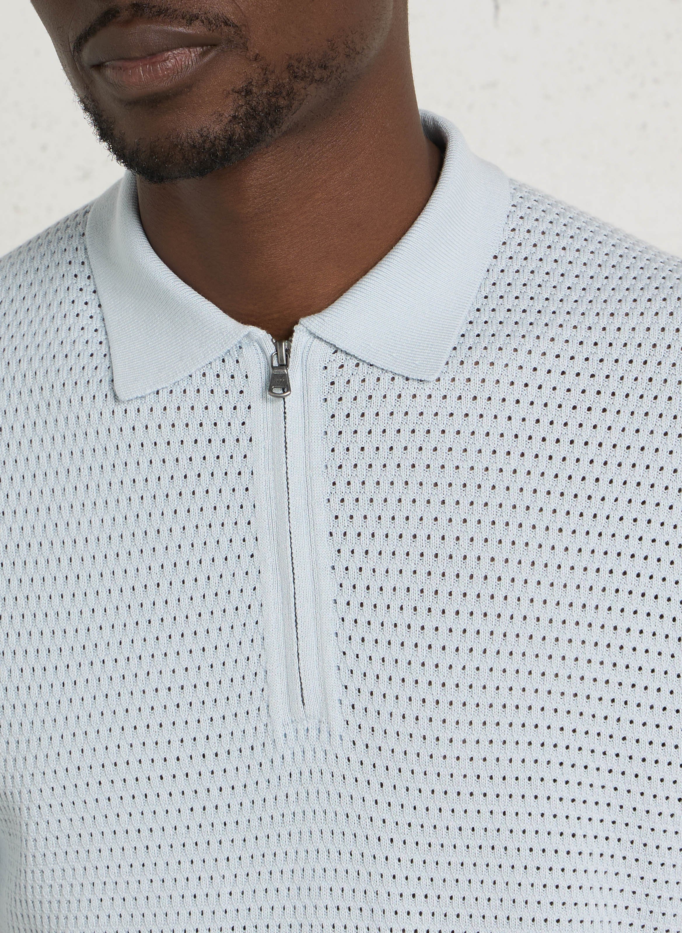Short-sleeved polo shirt in a cotton-blend knit IKKS Blue