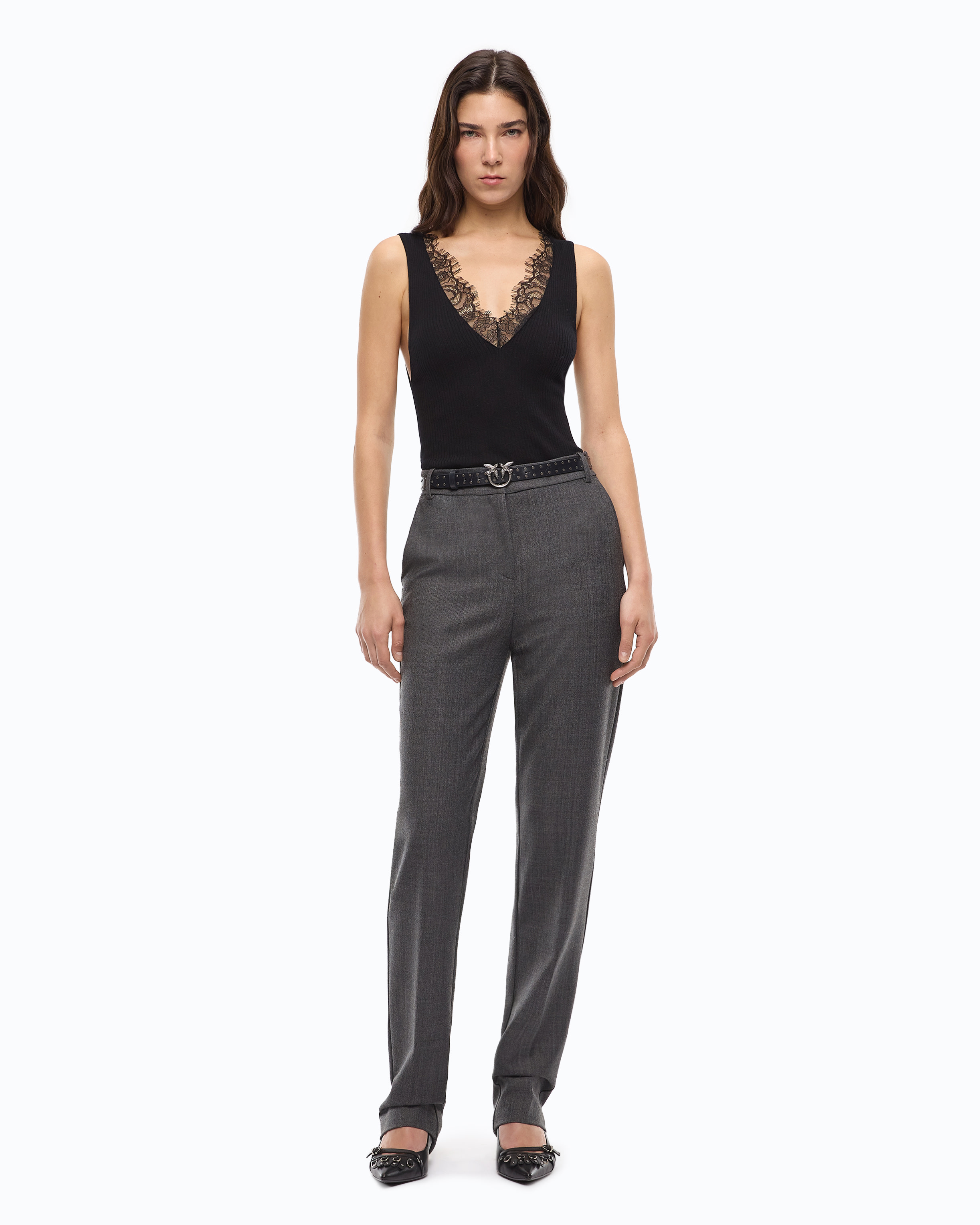 Stretch wool-blend cigarette trousers PINKO
