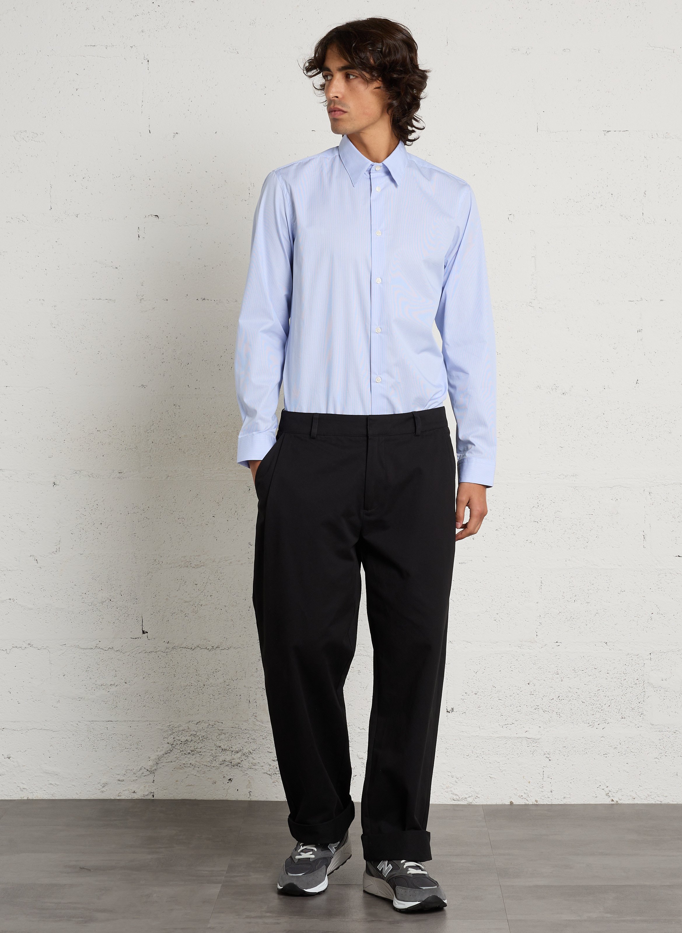 Gestreifte Baumwollbluse mit klassischem Kragen AU PRINTEMPS PARIS Blau