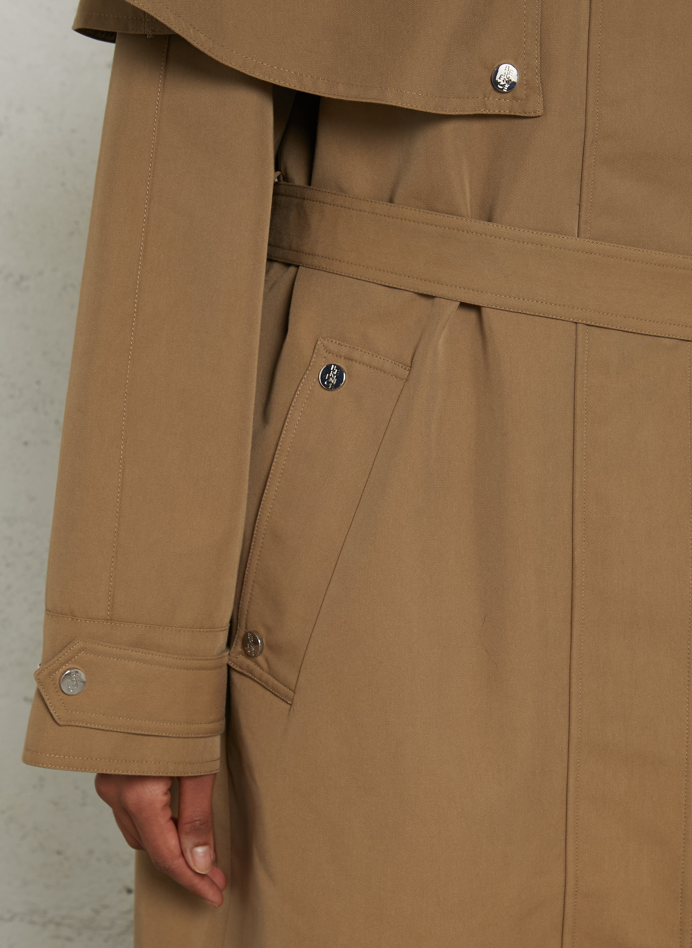 Trench long cintré en coton BERENICE Beige