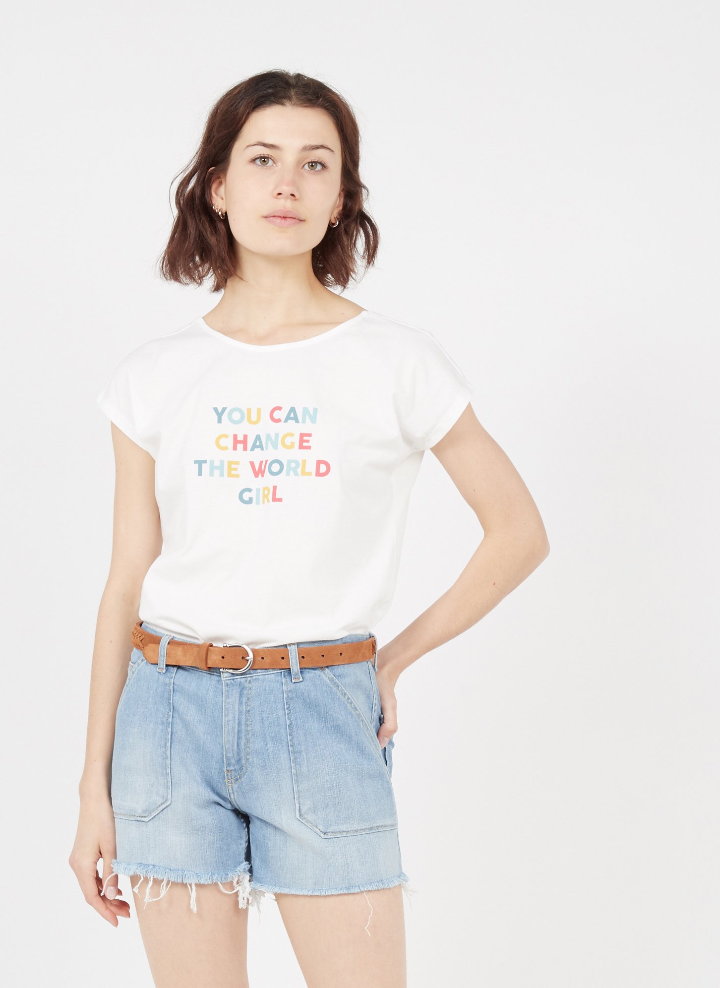 Recht short | katoenblend ACQUAVERDE Blauw