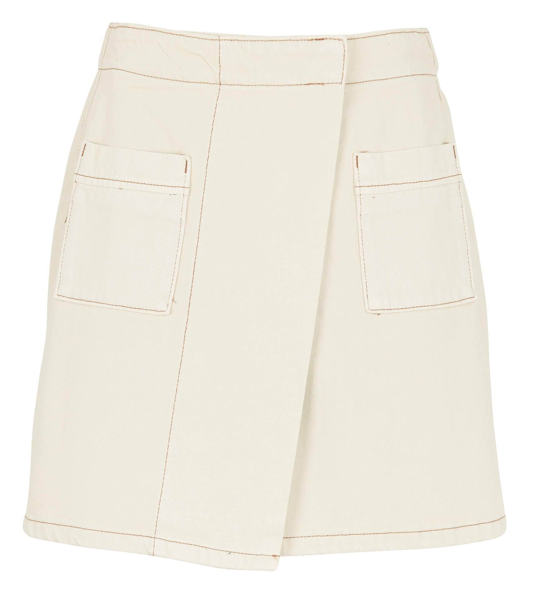 Jupe courte trapèze en coton  VILA Beige