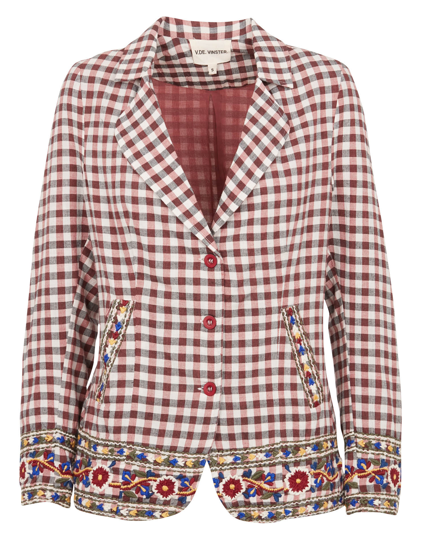 Checked cotton tailored jacket V DE VINSTER Brown