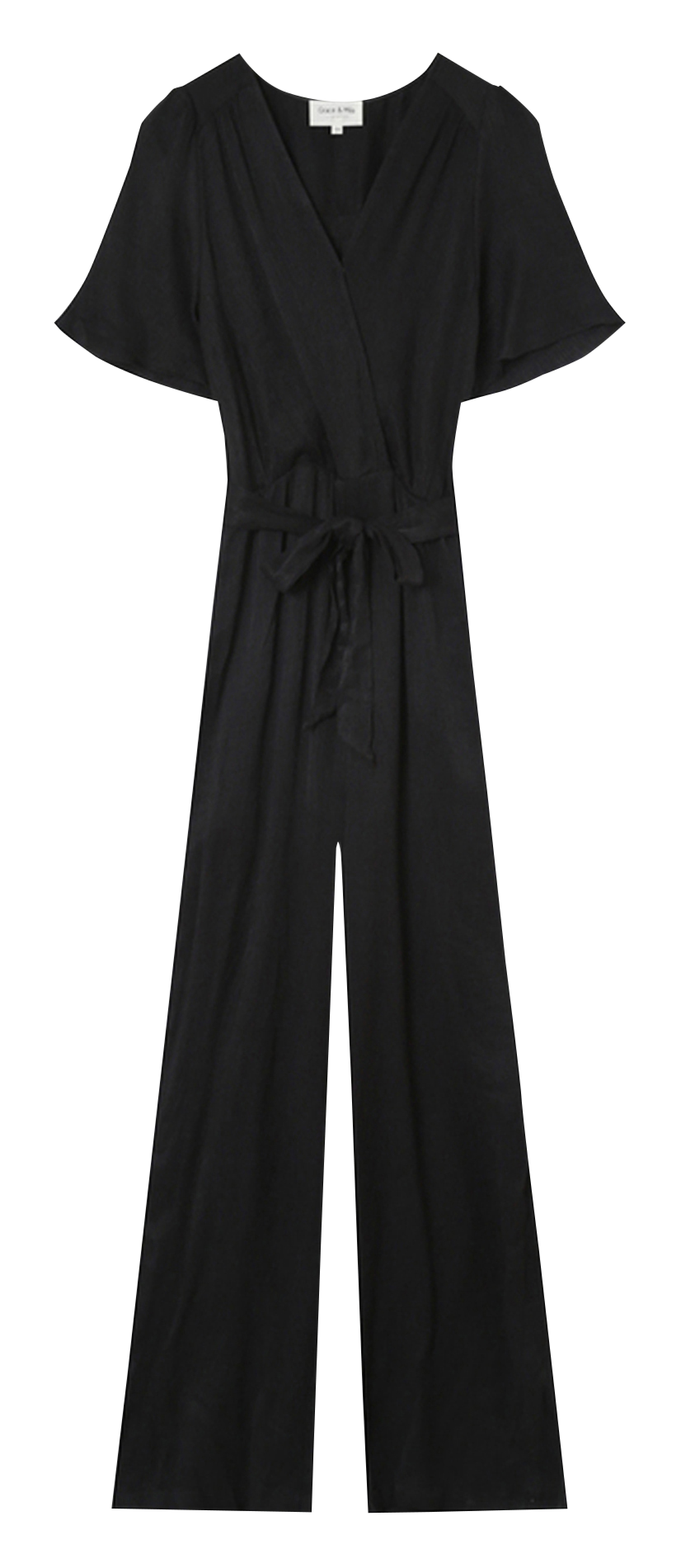 Wrap-neck loose jumpsuit GRACE ET MILA Black