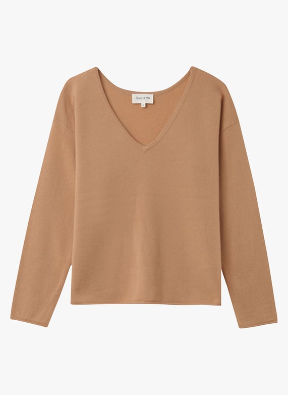 Maglione con scollo a V ai ferri – Sfilo e Creo Maglione con scollo a V ai ferri – Sfilo e Creo