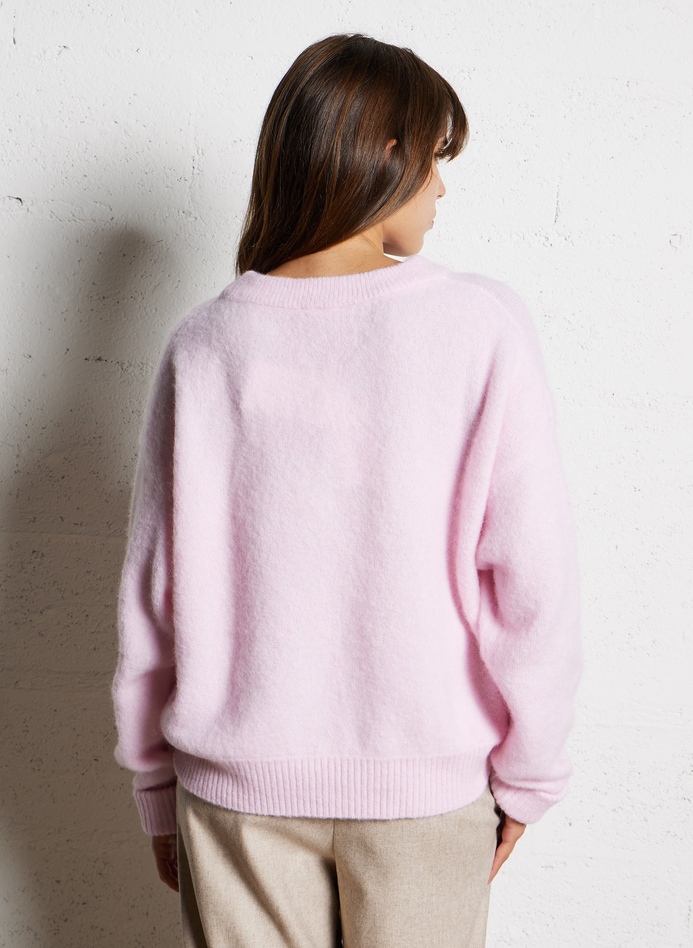 Pull ample col rond en laine mélangée AMERICAN VINTAGE Rose