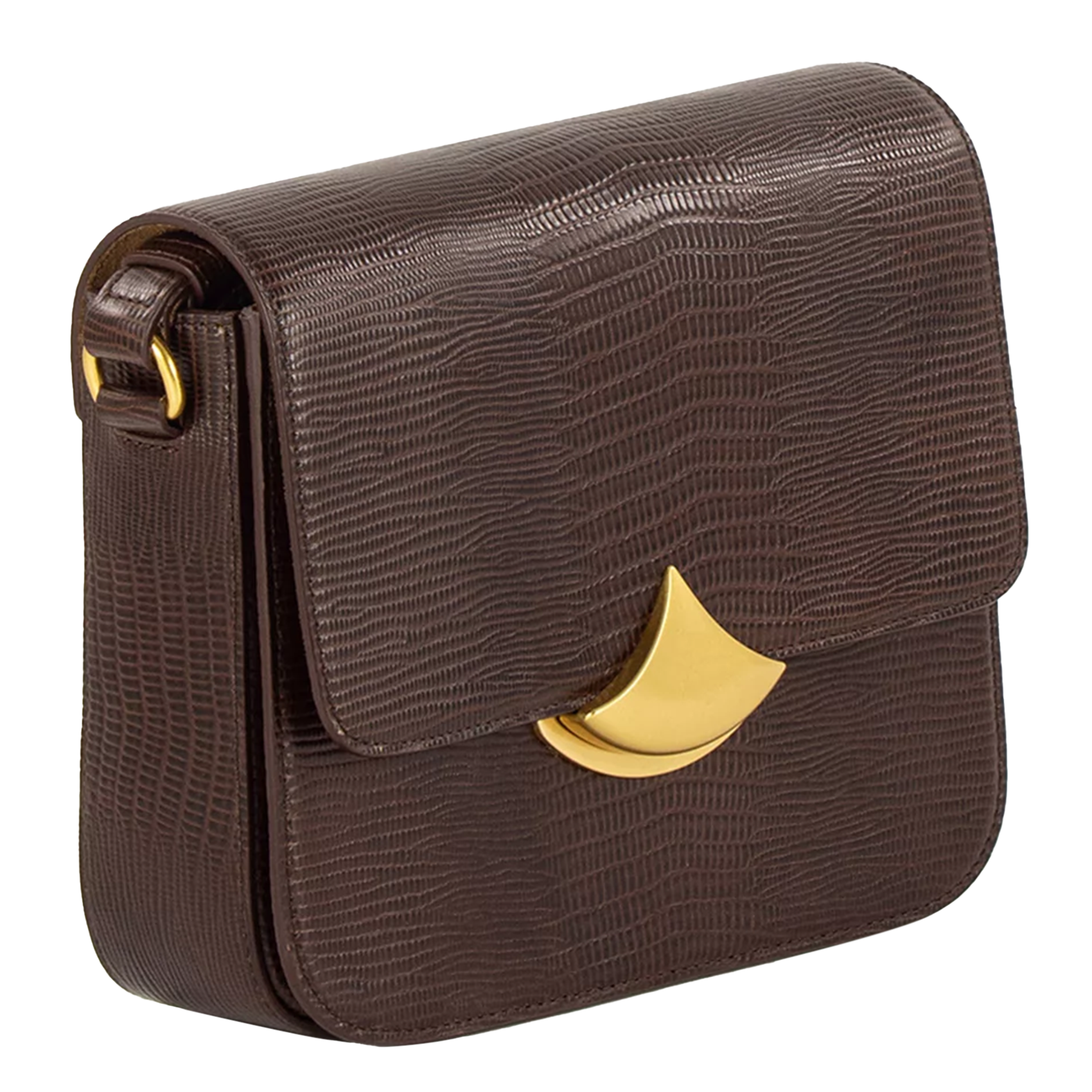 Sac bandoulière en cuir effet crocodile SESSUN Marron