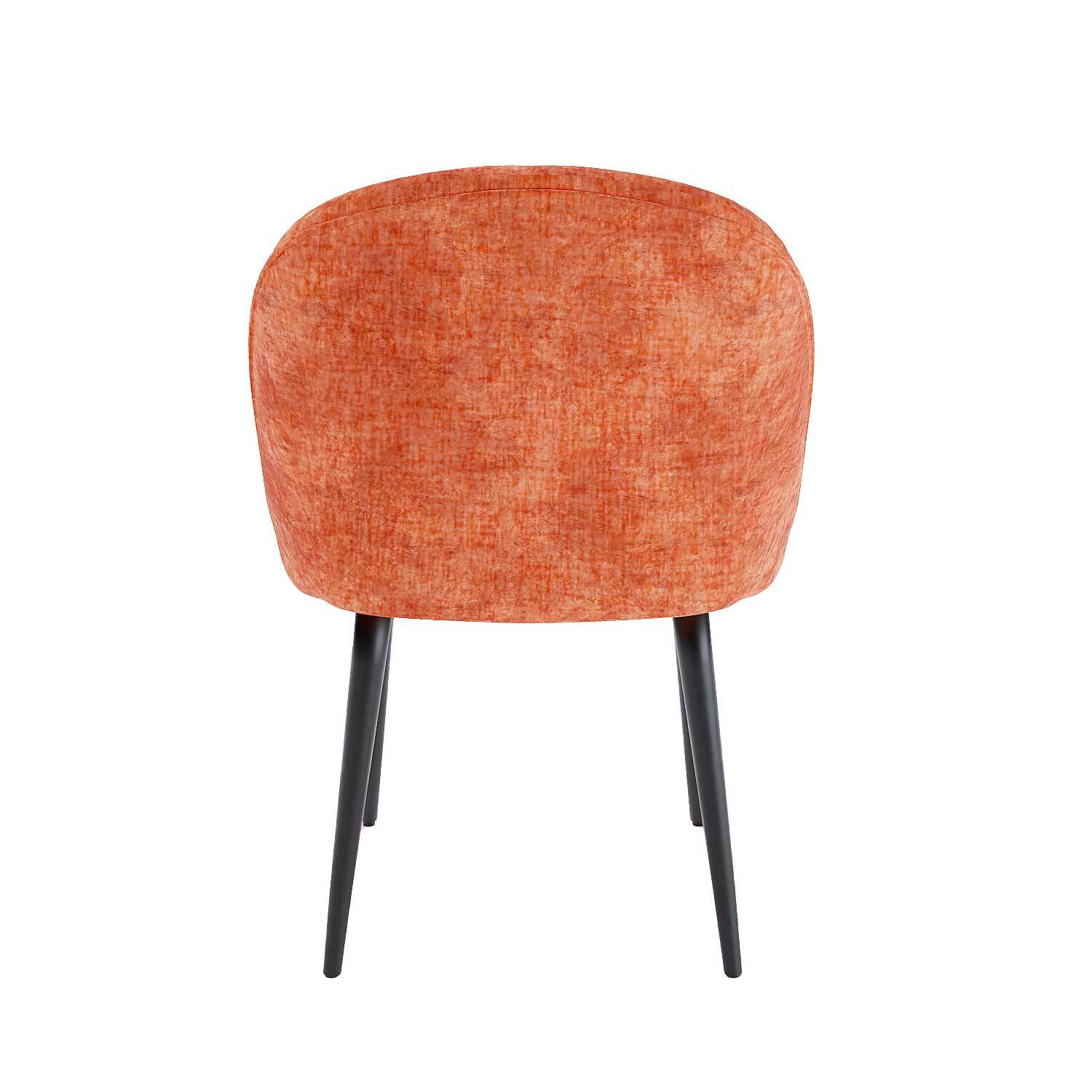 Set of 2 black fabric & metal chairs Orange