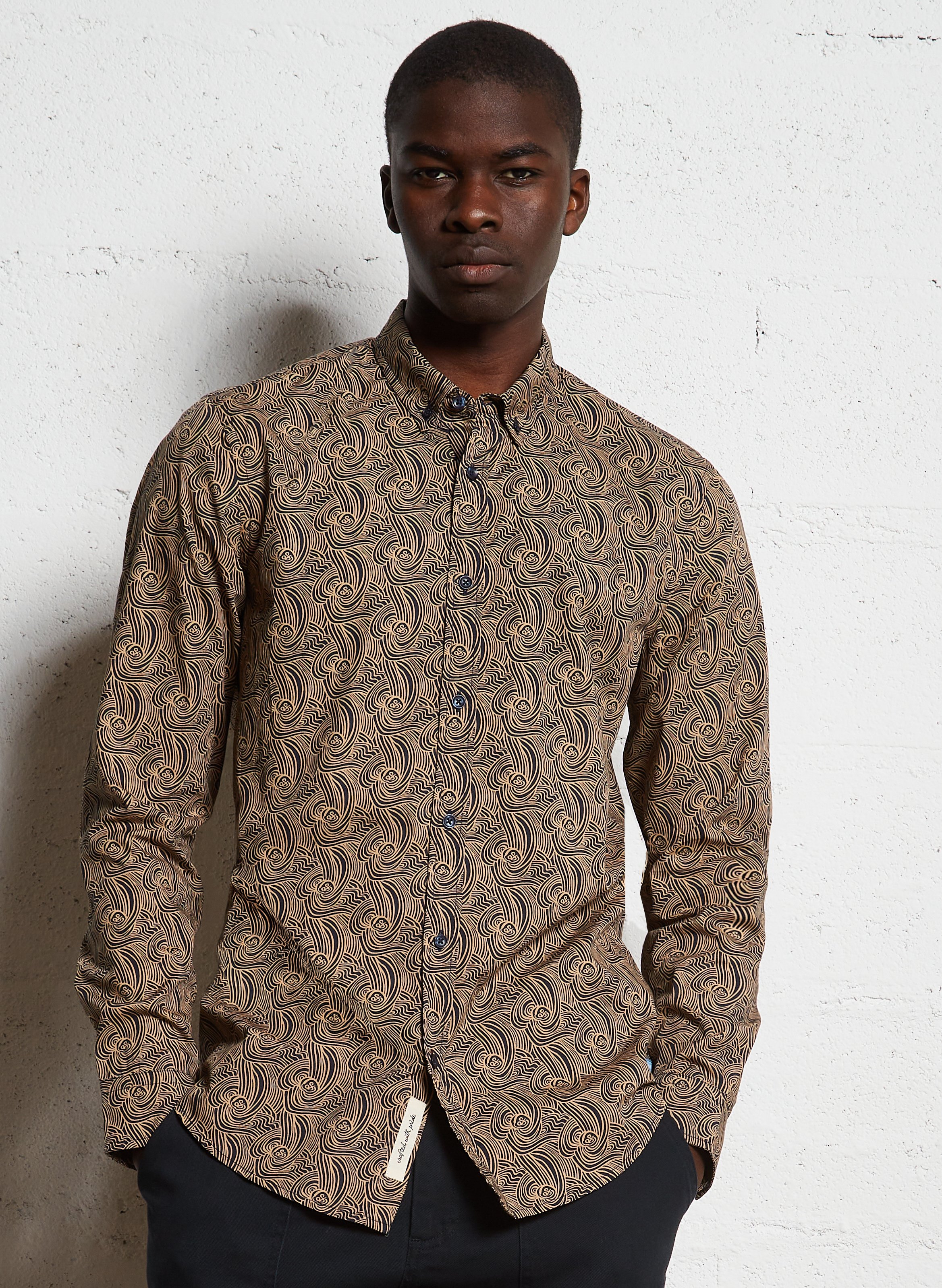 Recht, katoenen overhemd met print SCOTCH AND SODA Beige