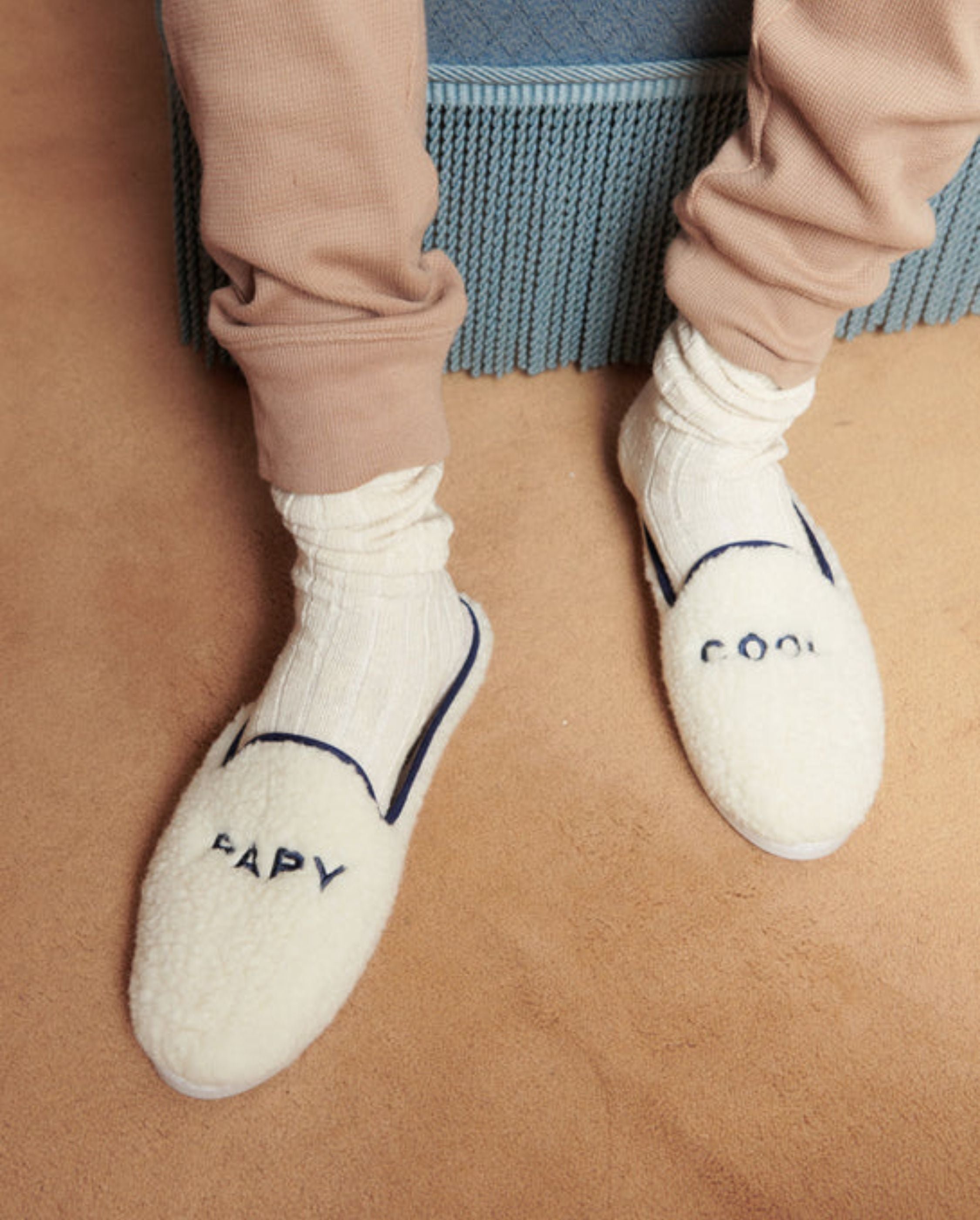 Mule homme papy cool, collab' x émoi émoi ANGARDE Blanc