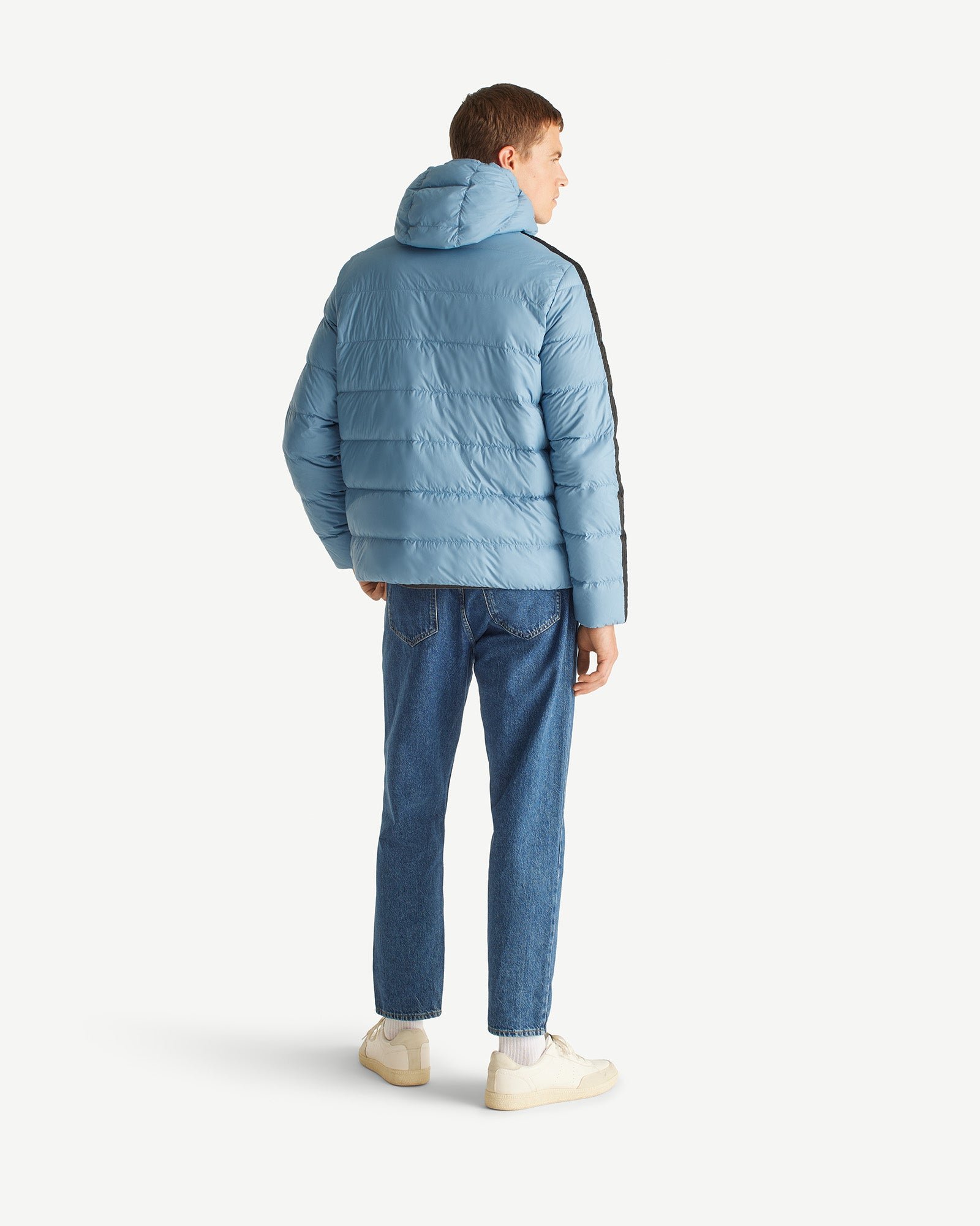 Straight hooded puffer jacket John Ribbon JOTT Blue