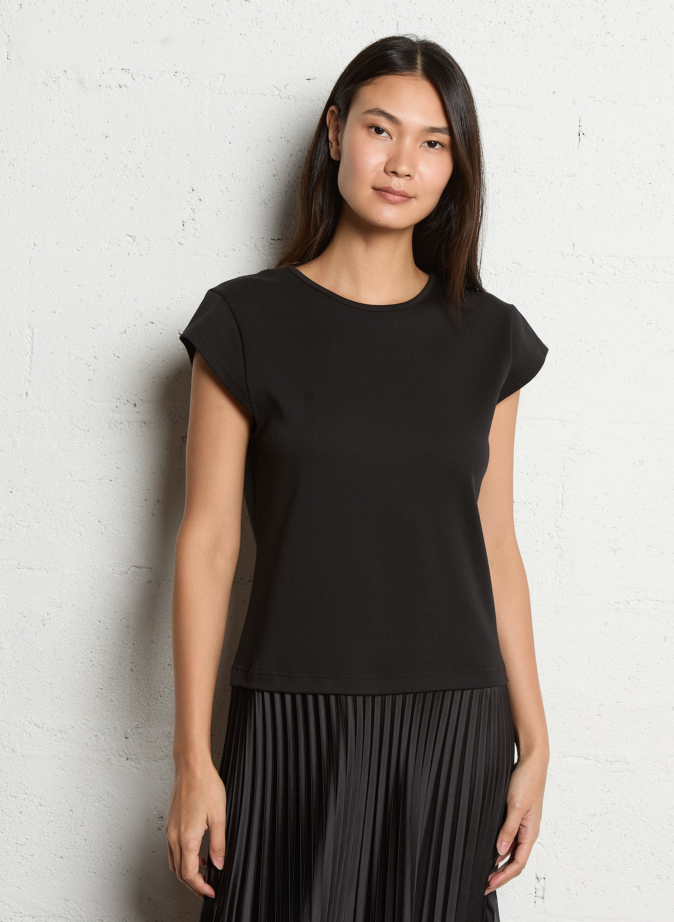 Gerade geschnittenes Kleid mit Rundhalsausschnitt IKKS Schwarz