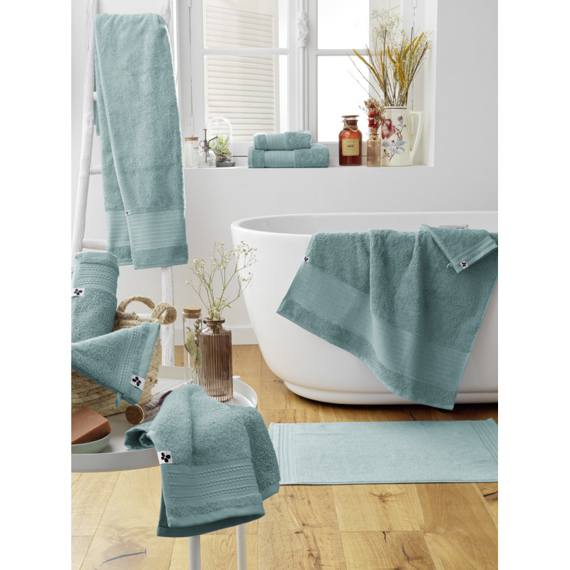 100% combed cotton bath towel L'EFFET PAPILLON Blue