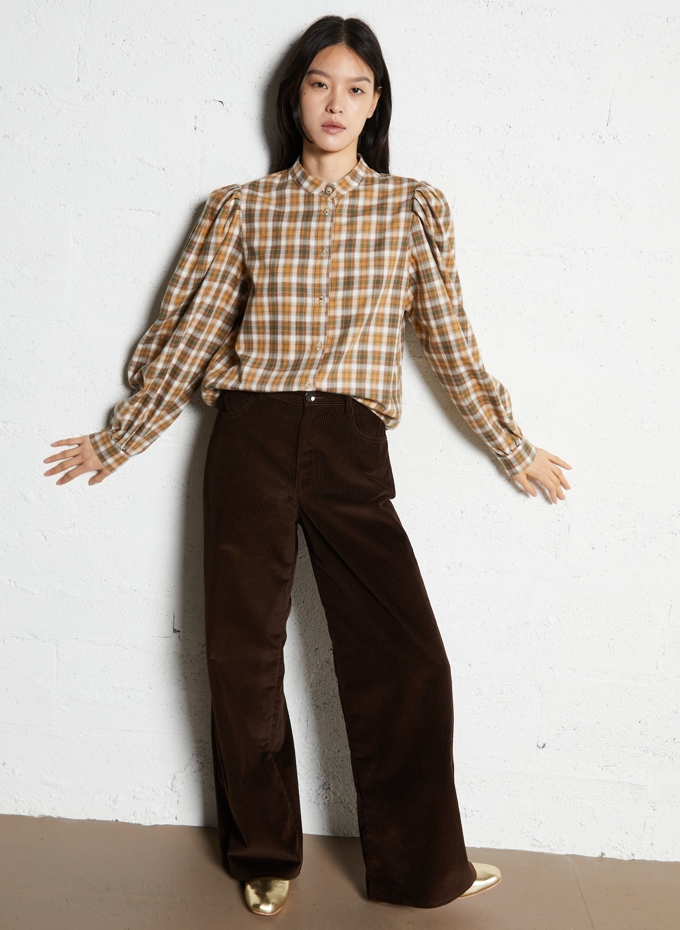 Rechte, katoenen blouse met print SUZIE WINKLE Beige