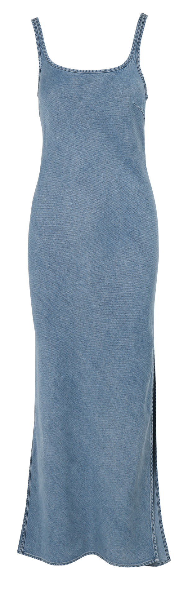 Square Neck Long Denim Dress SAMSOE SAMSOE Blue