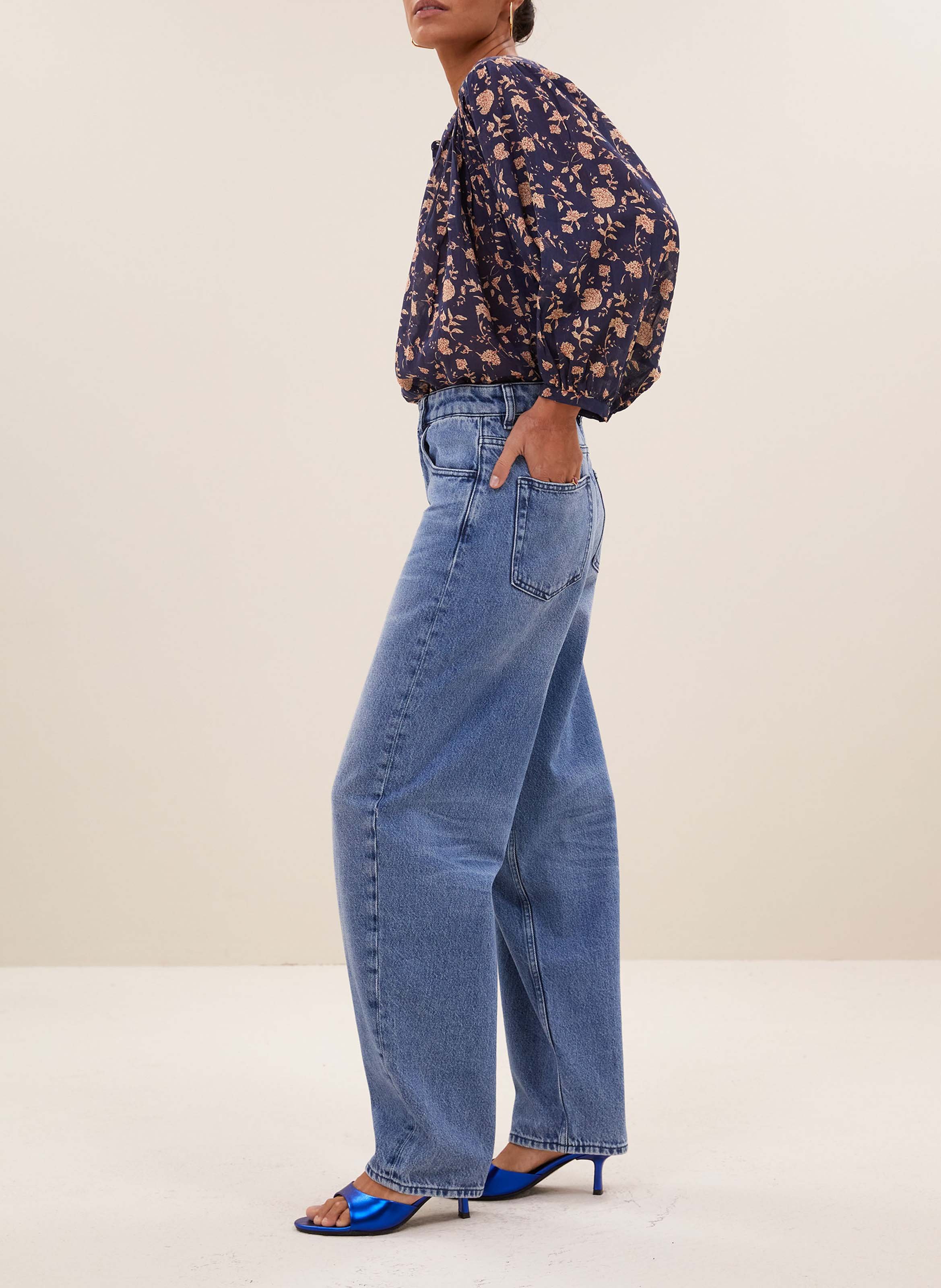 Blouse col rond imprimée BY BAR Bleu