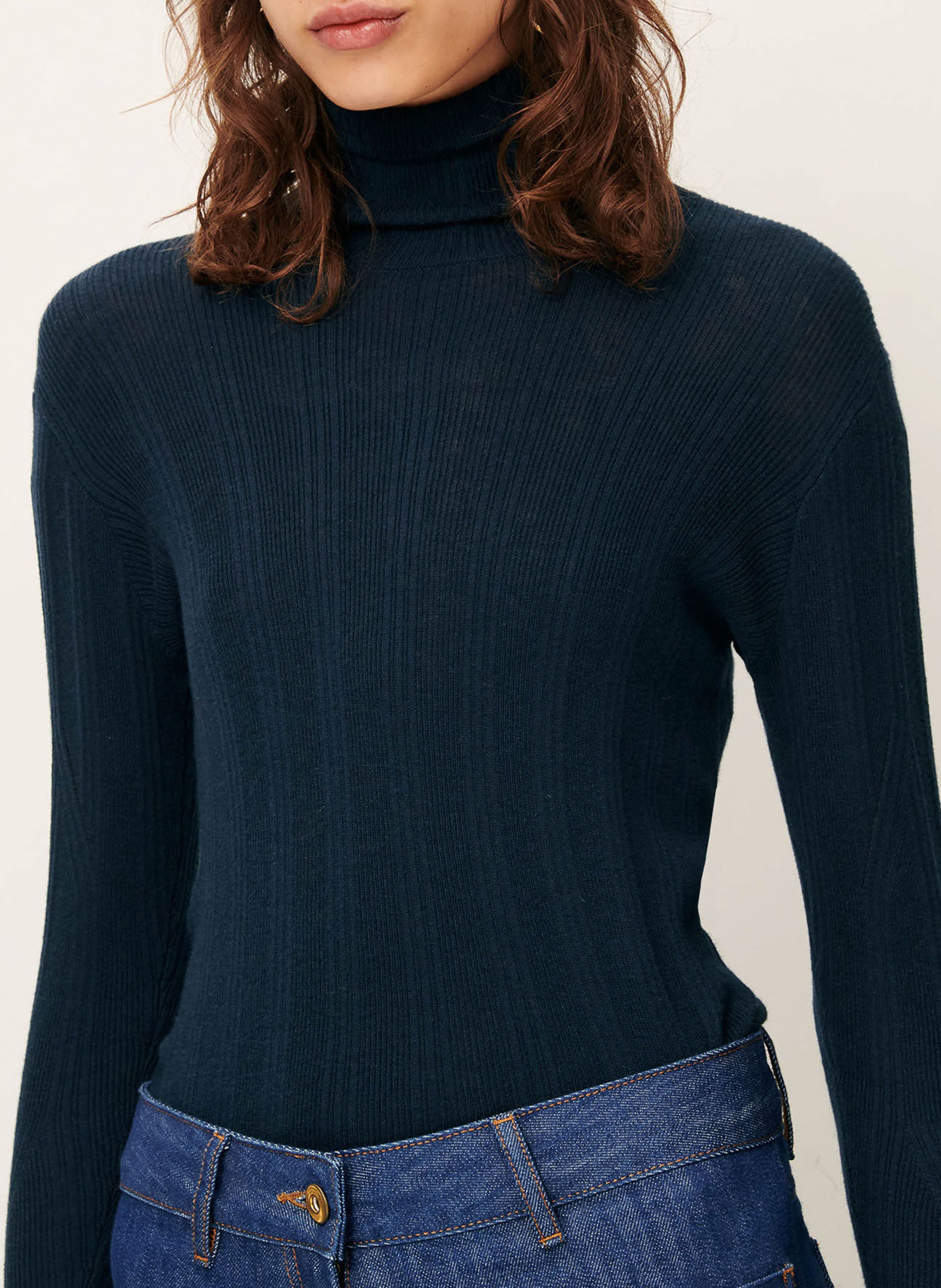 Pull col roulé ajusté en coton mélangé SESSUN