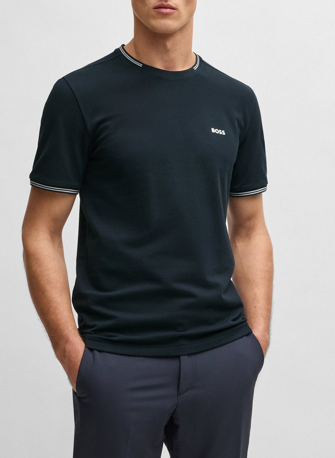 Basic cotton-mix T-shirt BOSS Blue