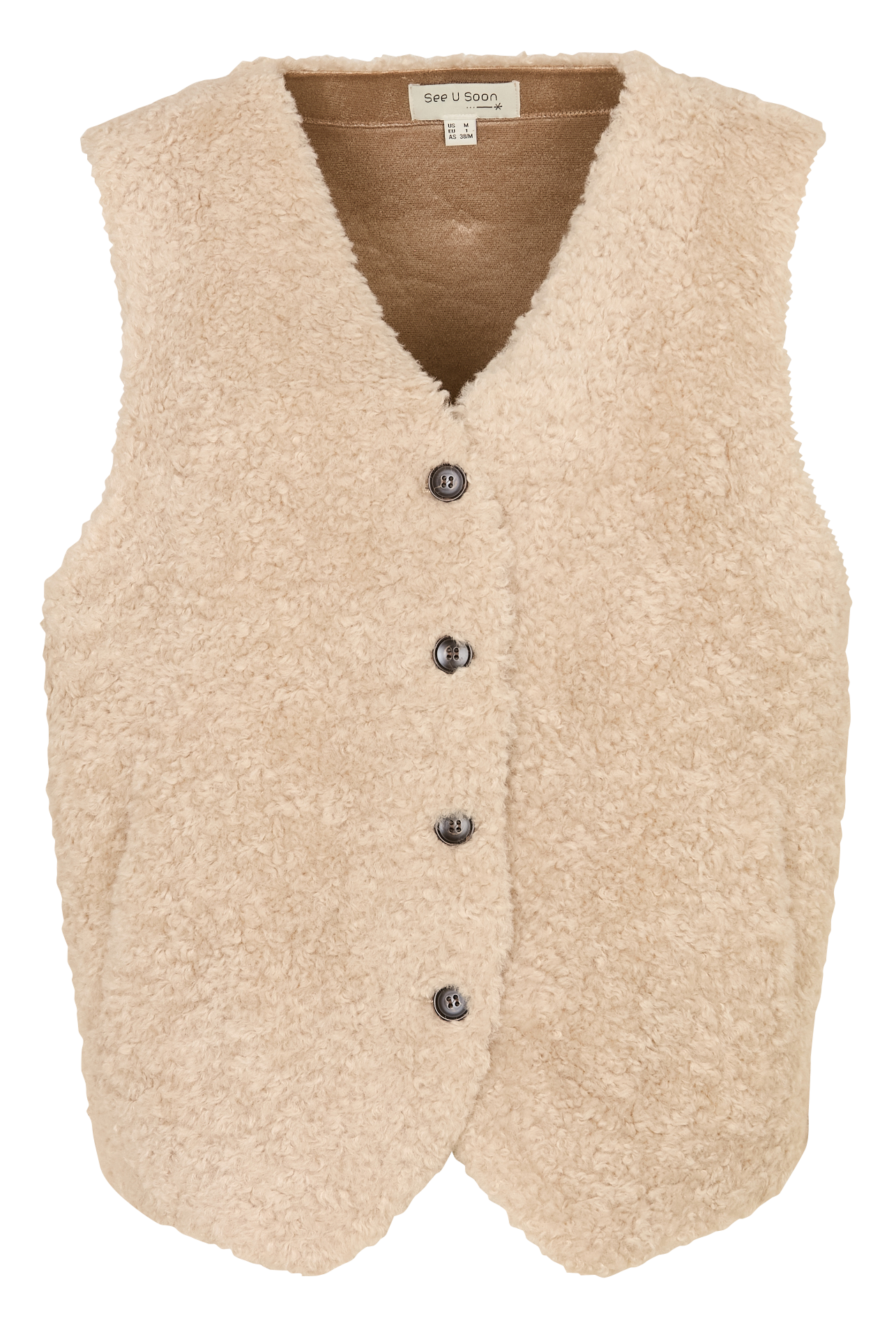 Ärmellose Weste aus gewelltem Pelz SEE U SOON Beige