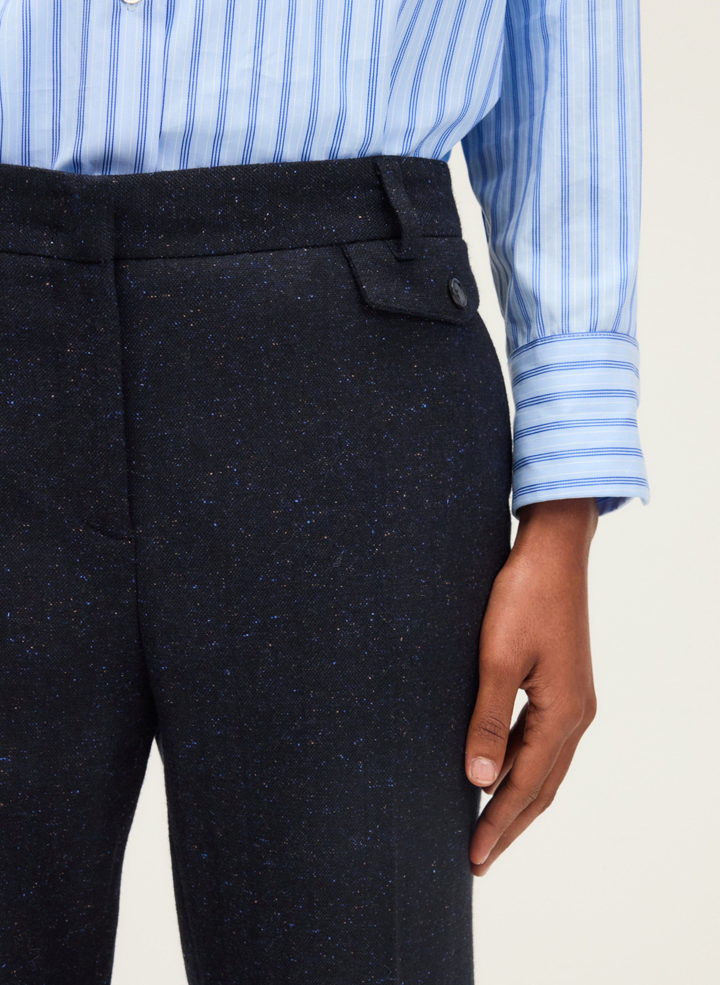 Pantalon droit en laine mélangée PABLO Bleu