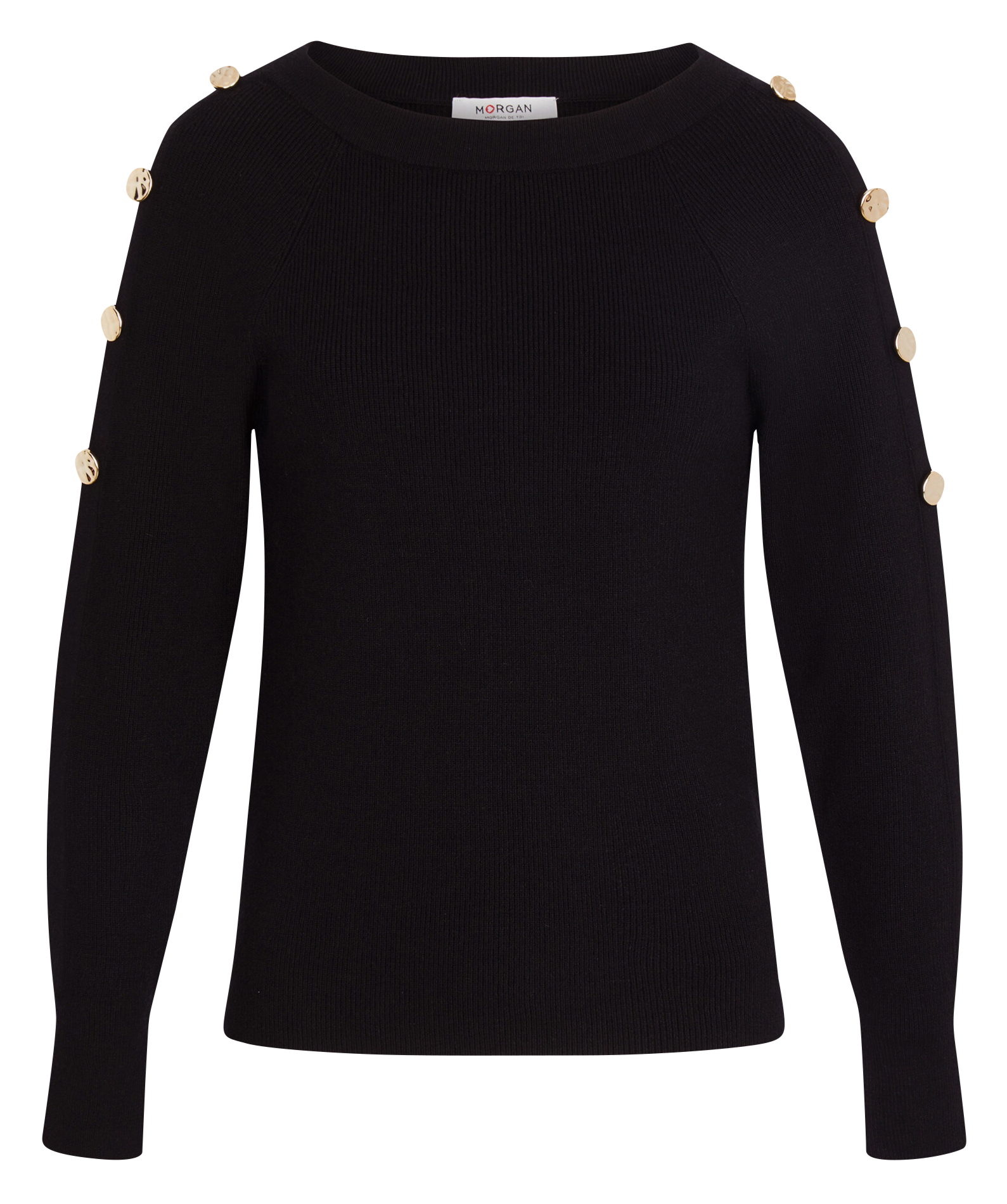Rechte bootnek trui MORGAN Zwart