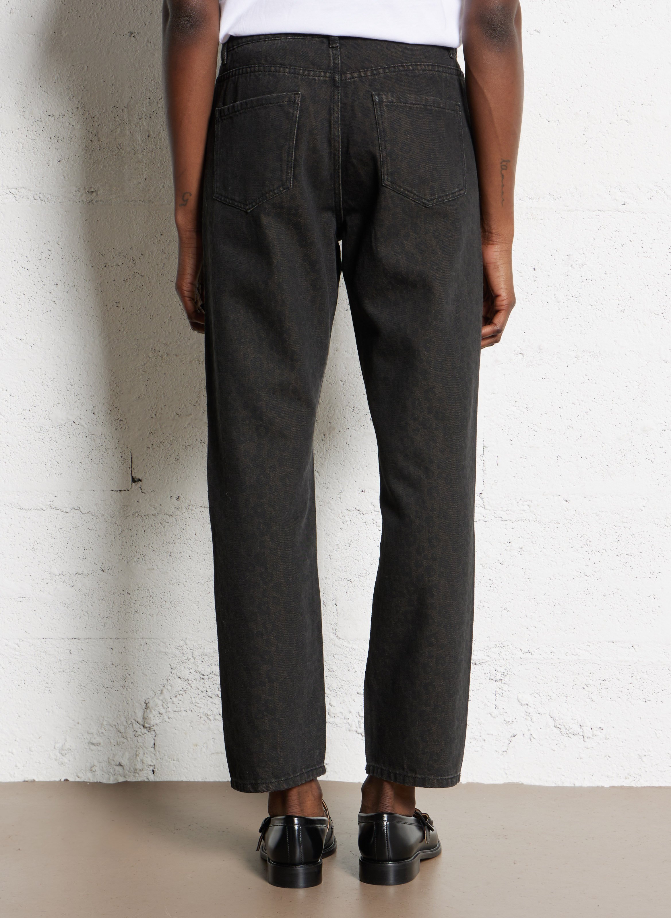 Straight printed cotton jeans I CODE Brown