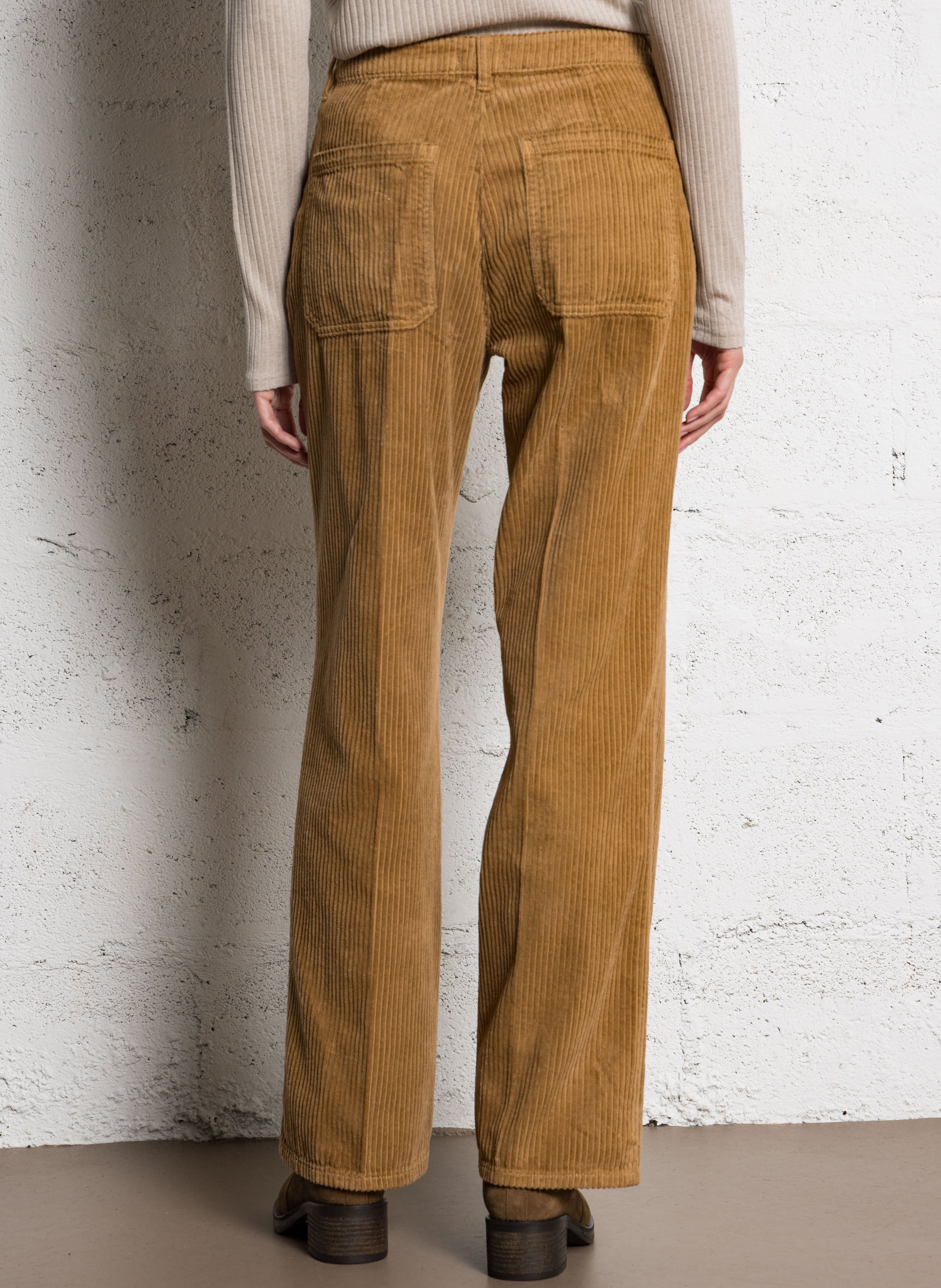 Wijde, katoenen ribbroek LAB DIP Bruin