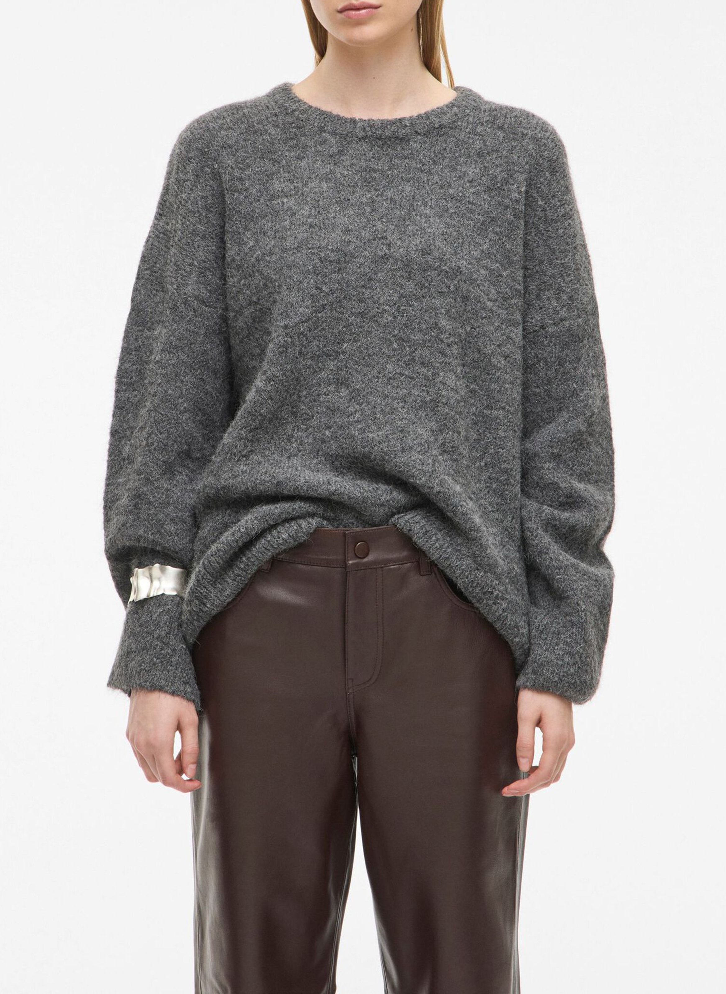 Gestreepte wollen trui ROUGE EDIT Grijs