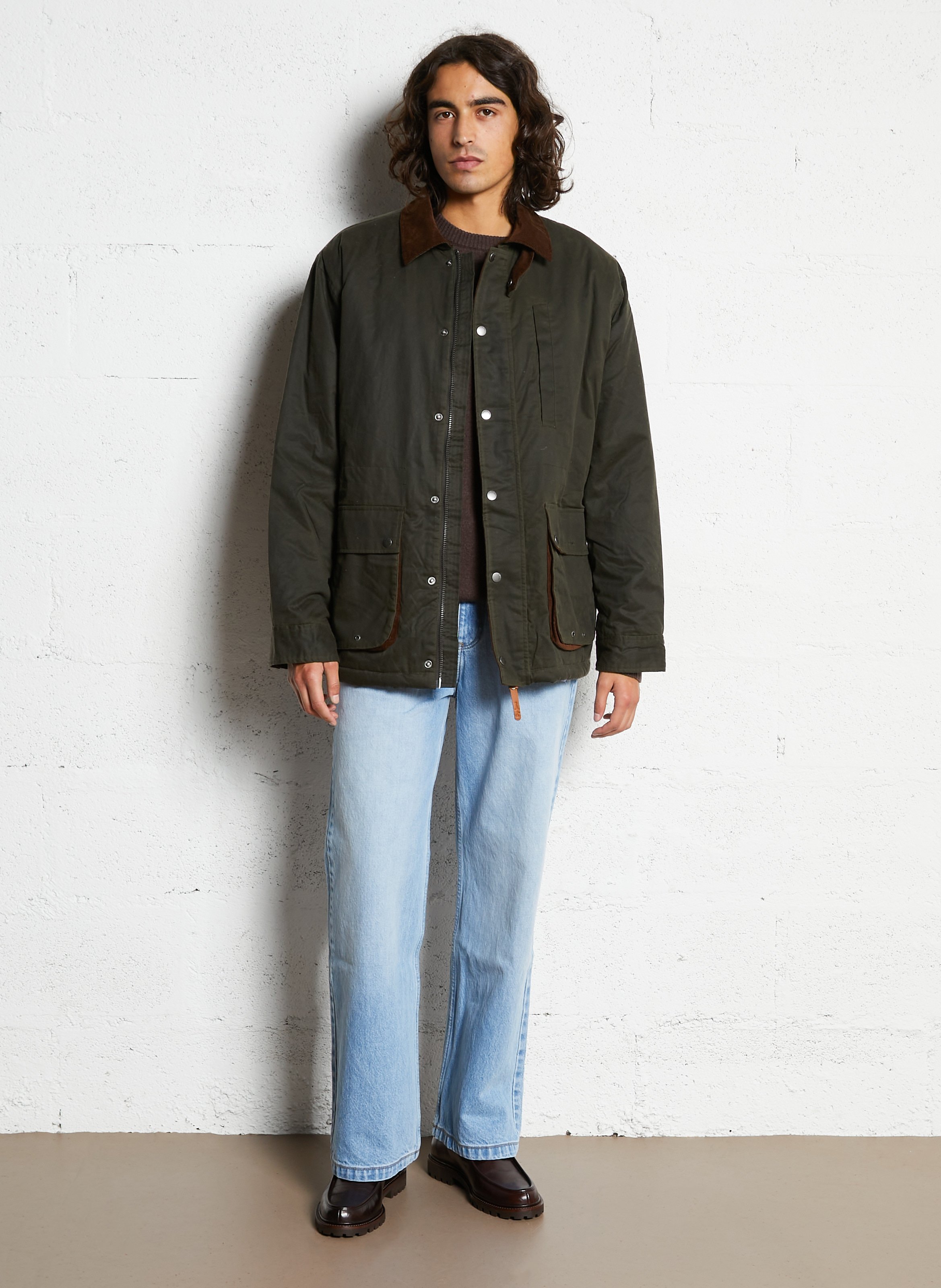 Solid straight parka with high collar PEPE JEANS Green