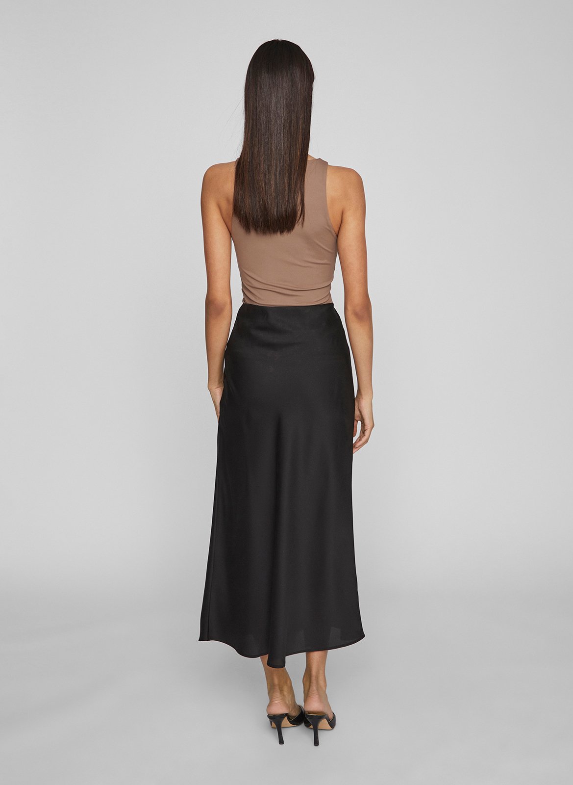 Long high-waisted flared skirt VILA Black