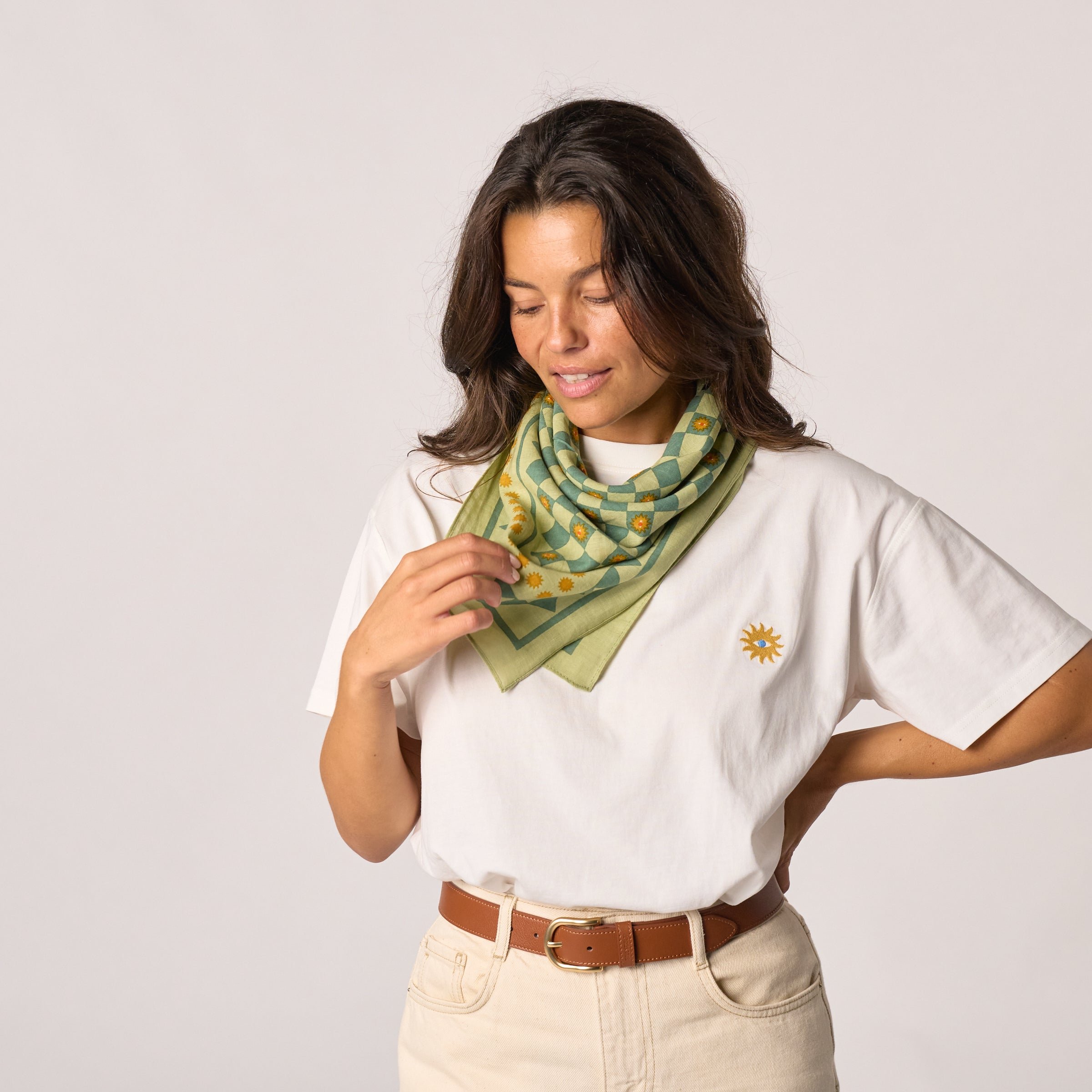 Small organic cotton Romanesque scarf BILLYBELT Green