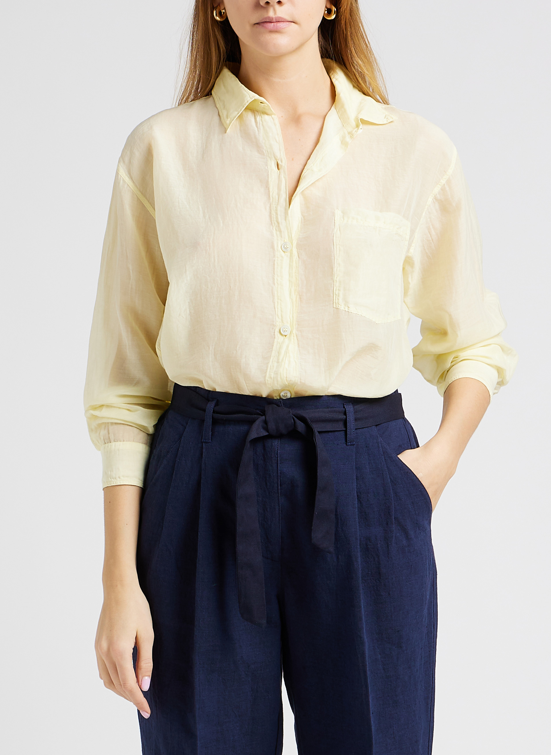 Ruimvallende blouse | katoenblend POMANDERE Geel