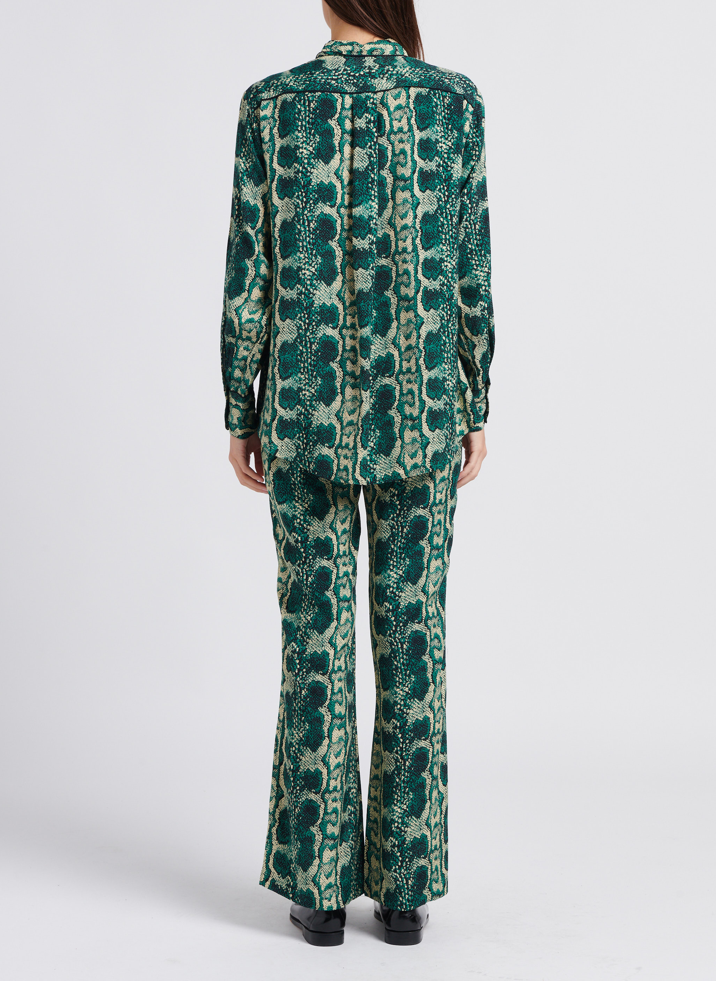Python print palazzo trousers SWILDENS Green