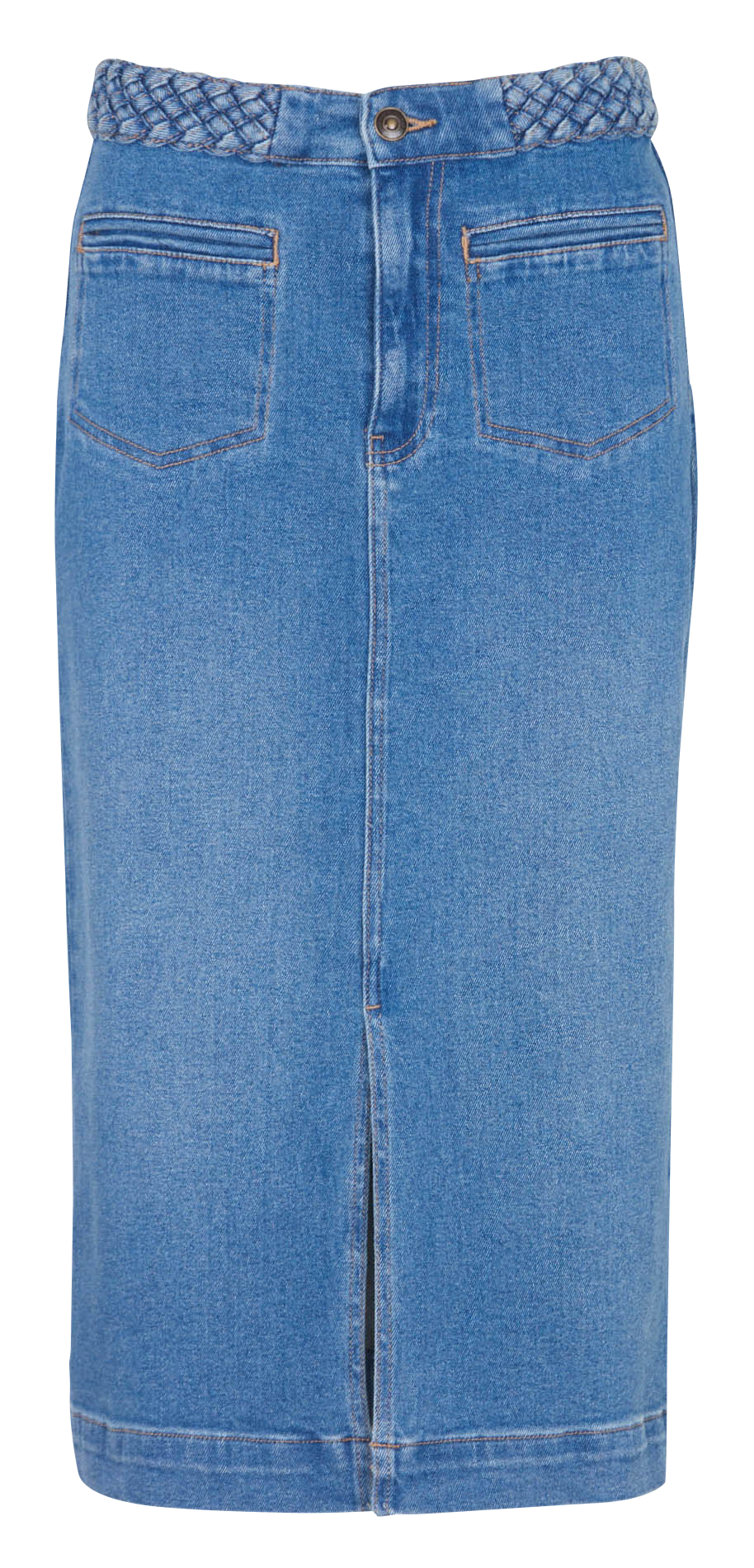 Jupe midi taille haute tressée en jean MAISON 123 Bleu