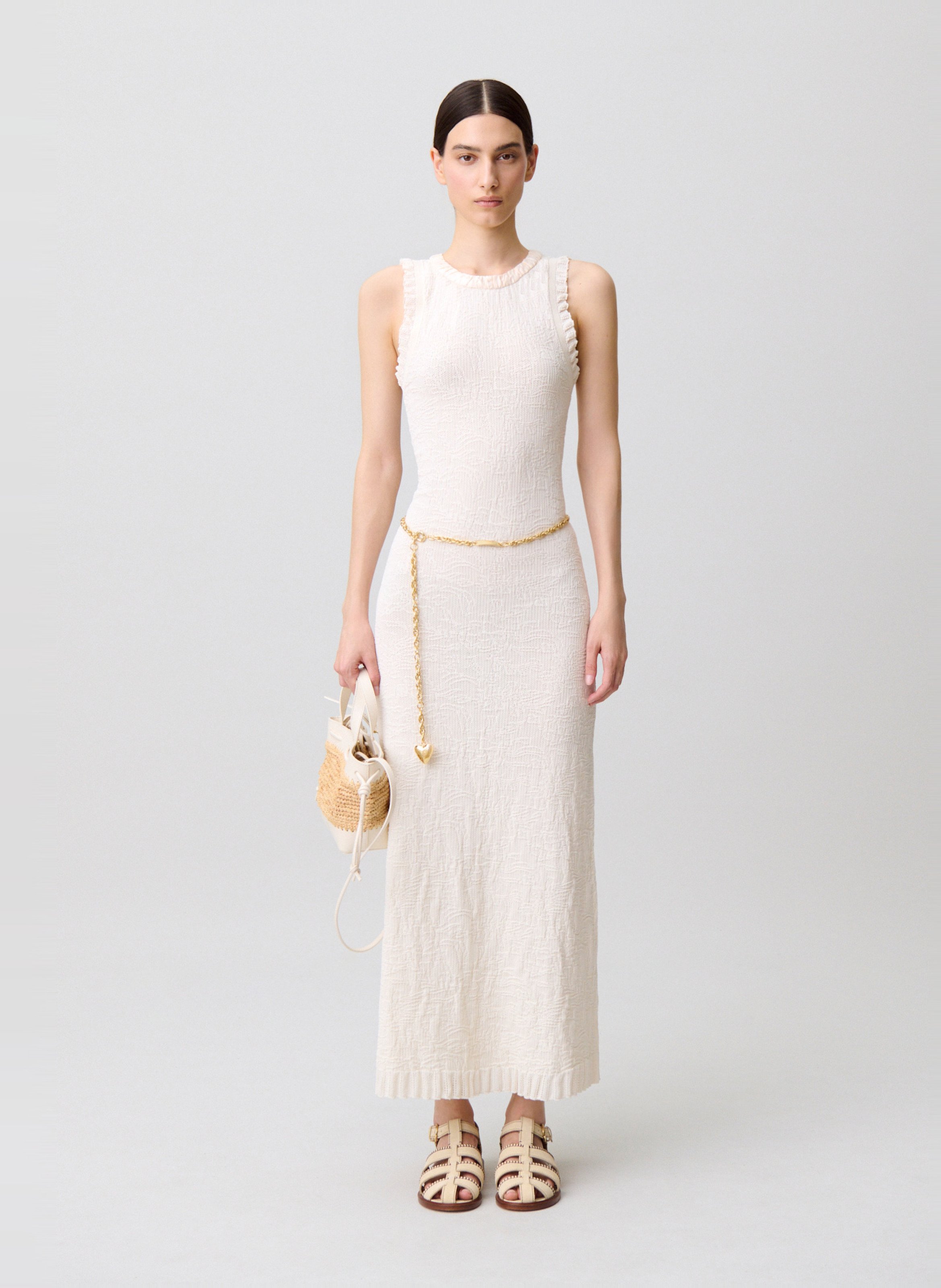Midikleid mit Rundhalsausschnitt CLAUDIE PIERLOT Beige