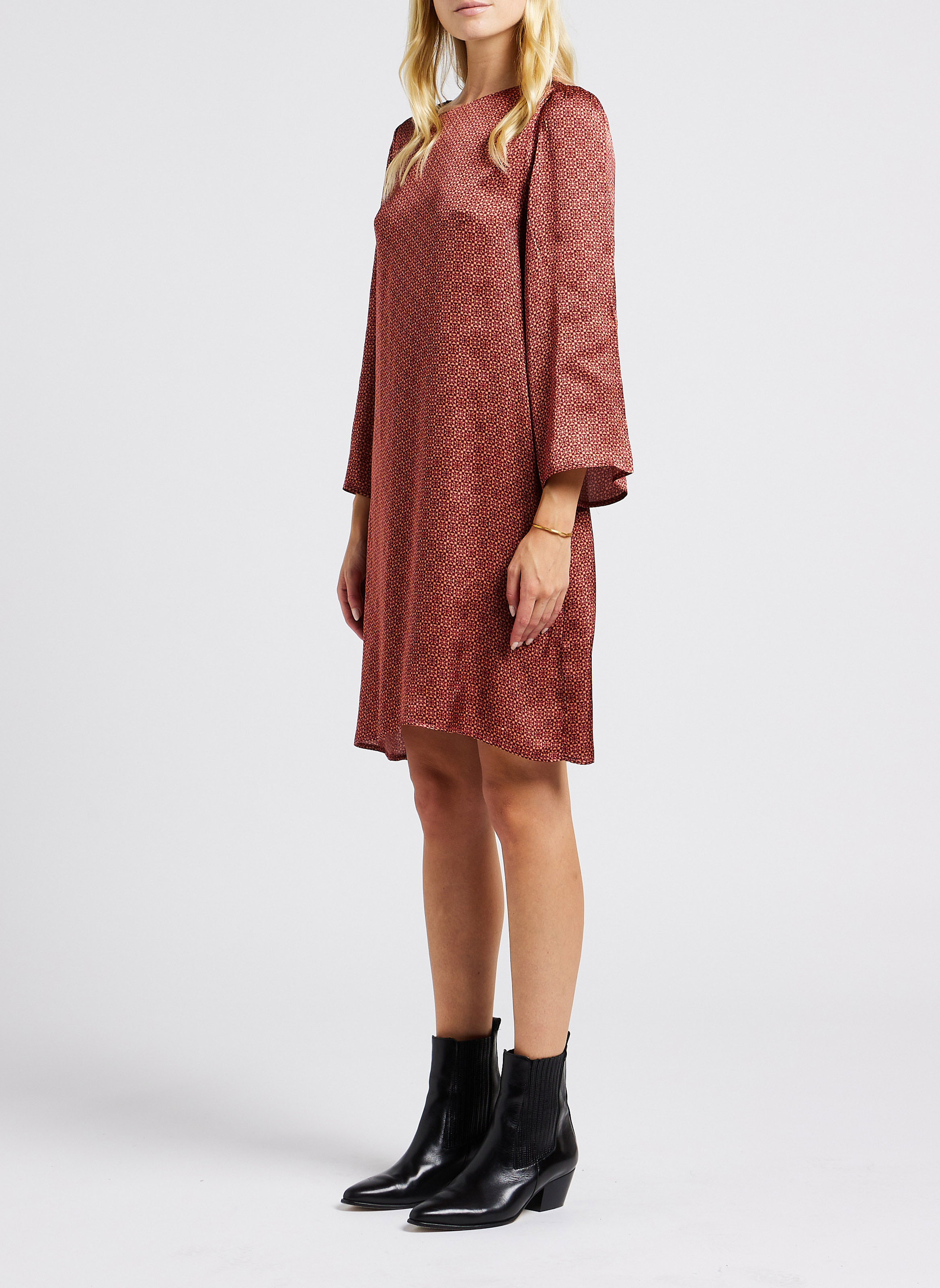 Robe col rond imprimée GRACE ET MILA Marron