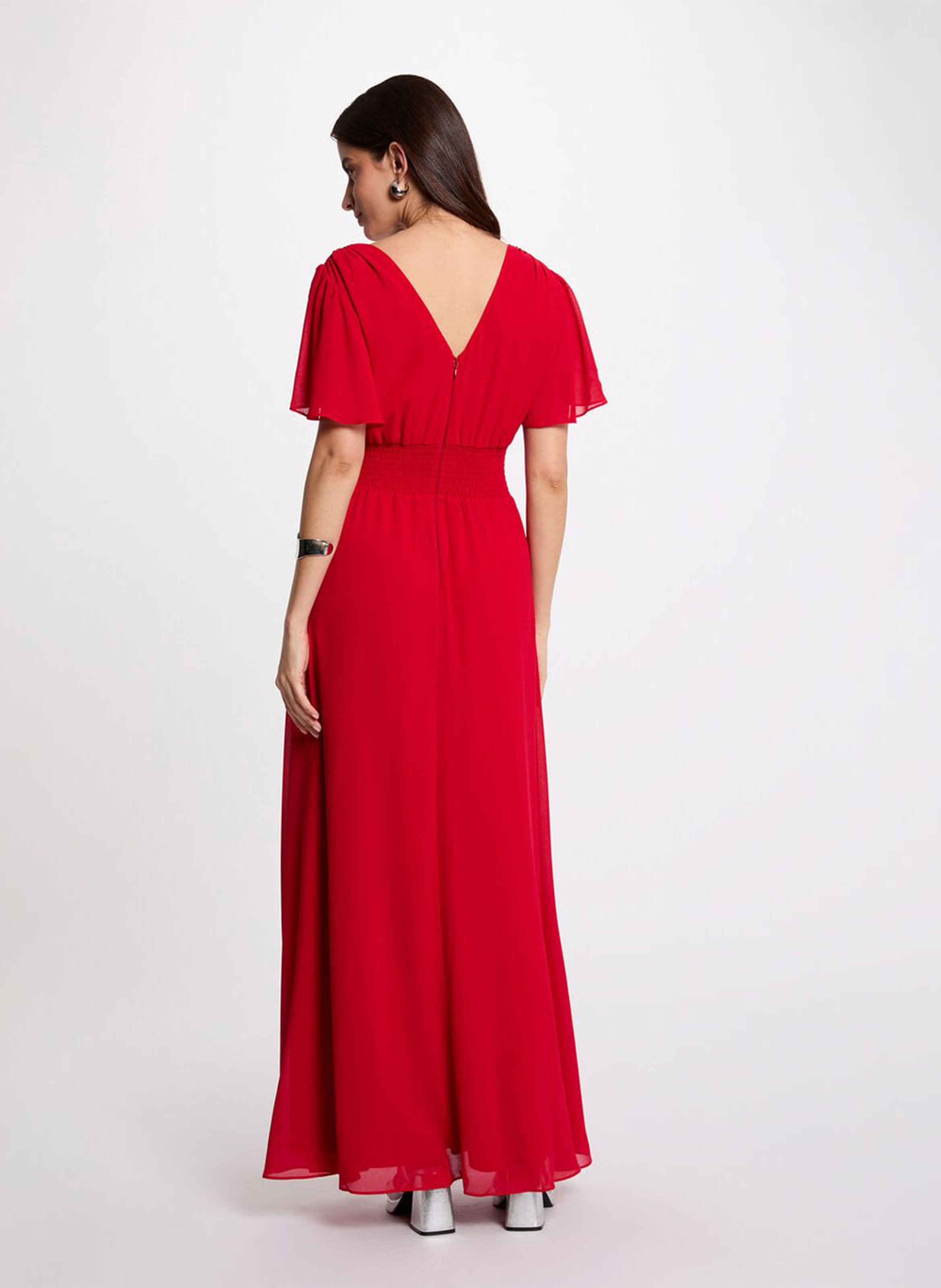 Long V-neck dress MORGAN Red